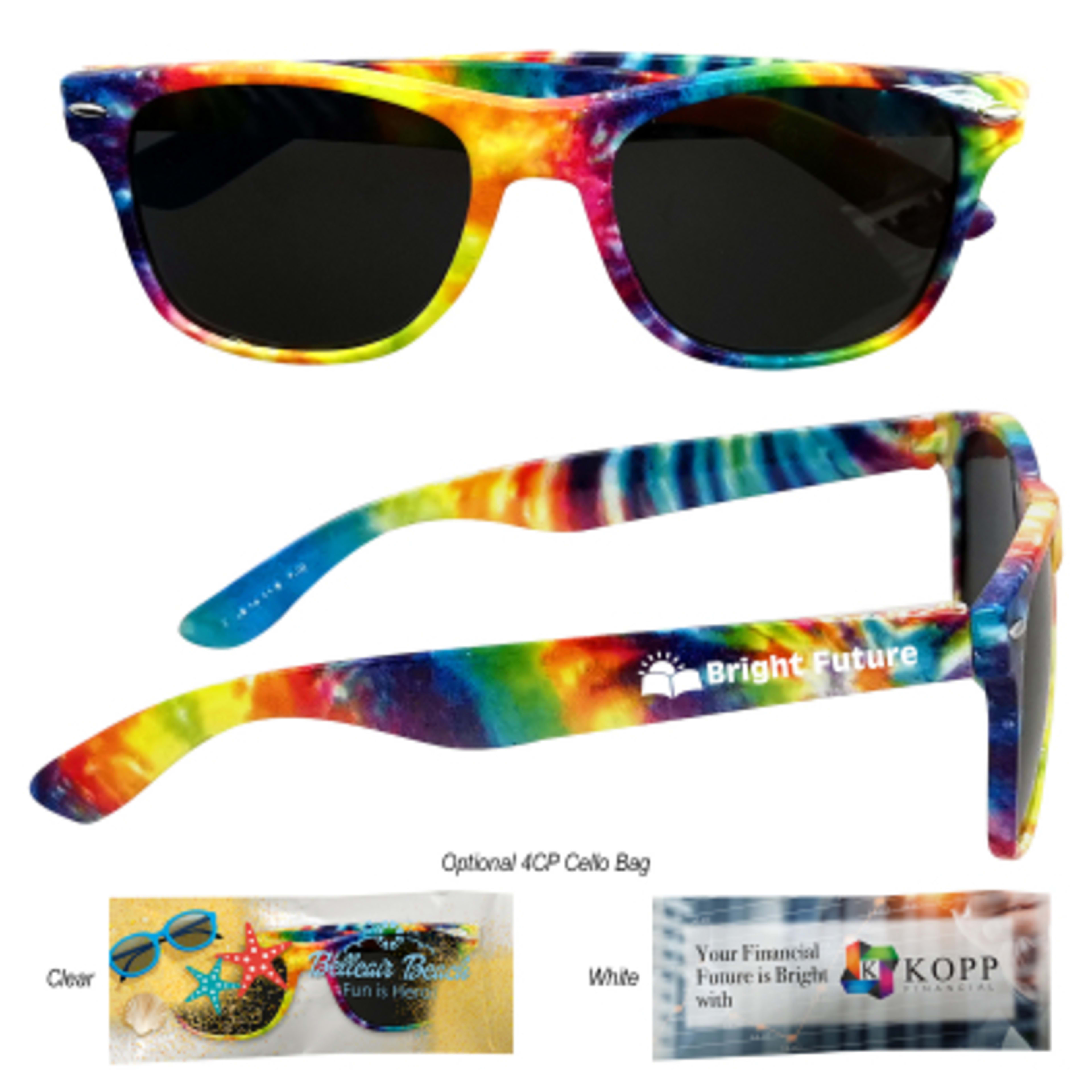 Tie-Dye Malibu Sunglasses ABS Frame UV400 - Group Shot - promotional product with custom logo