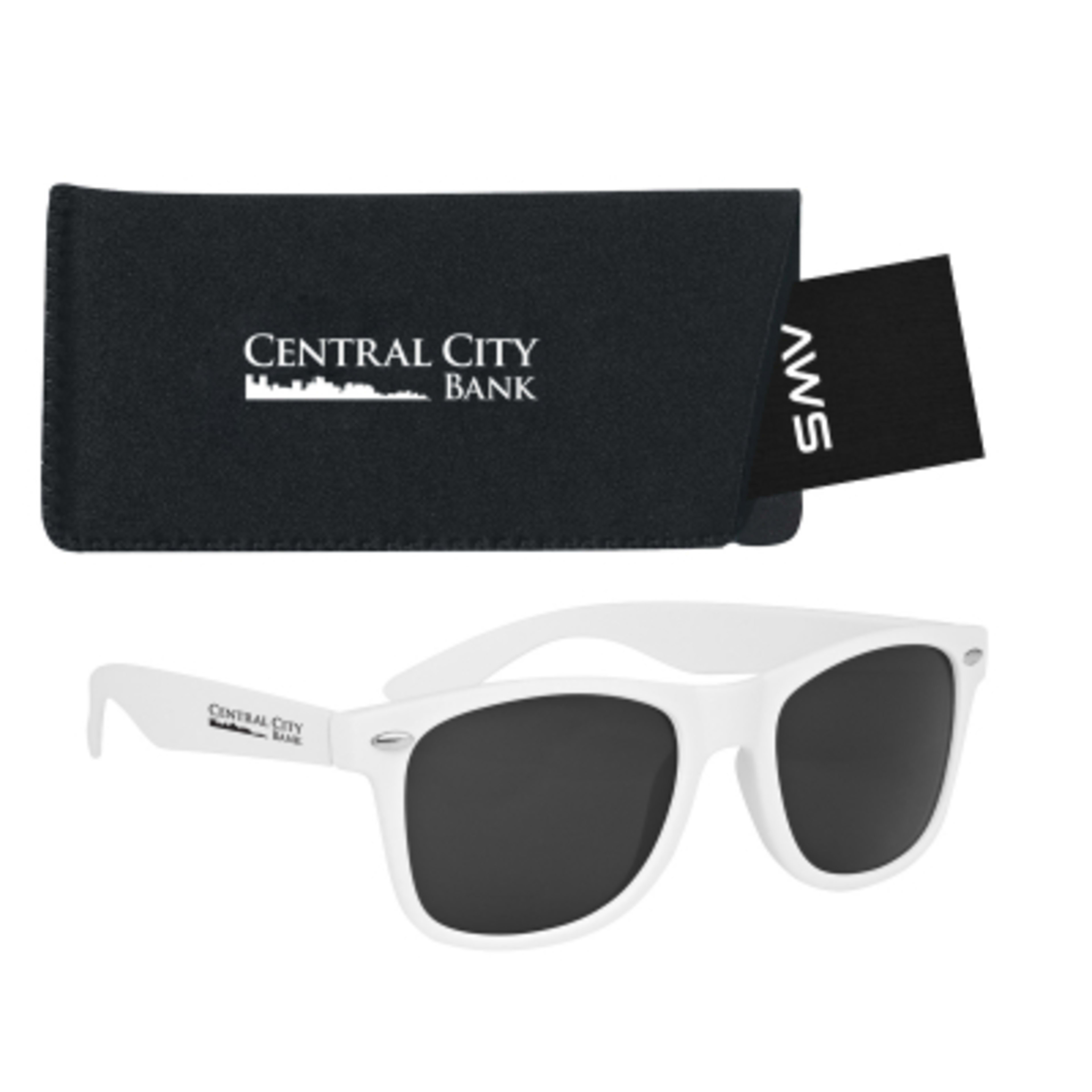AWS Velvet Touch Malibu Sunglasses with Pouch Kit - White - Silkscreen - product view 12