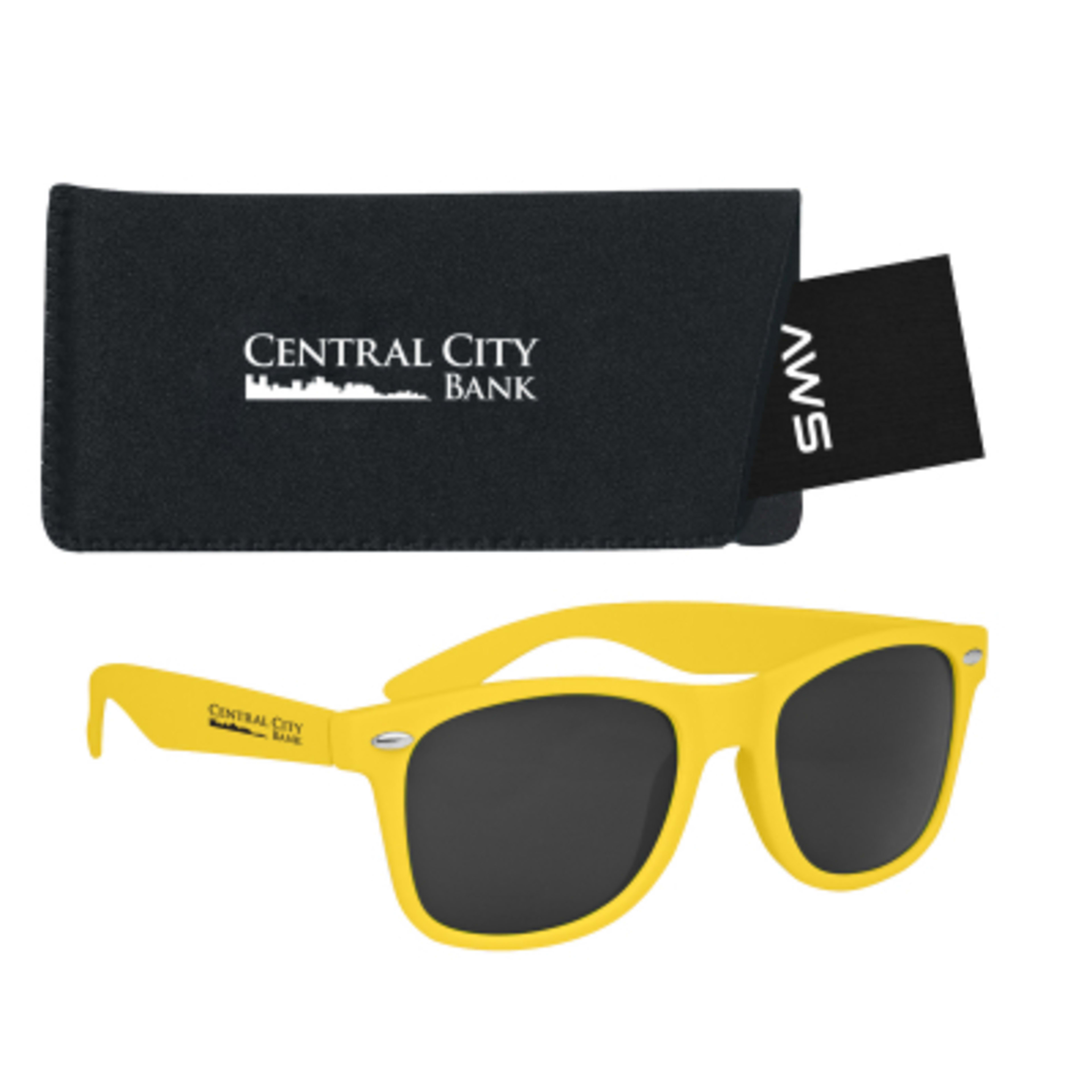 AWS Velvet Touch Malibu Sunglasses with Pouch Kit - Yellow - Silkscreen - product view 13