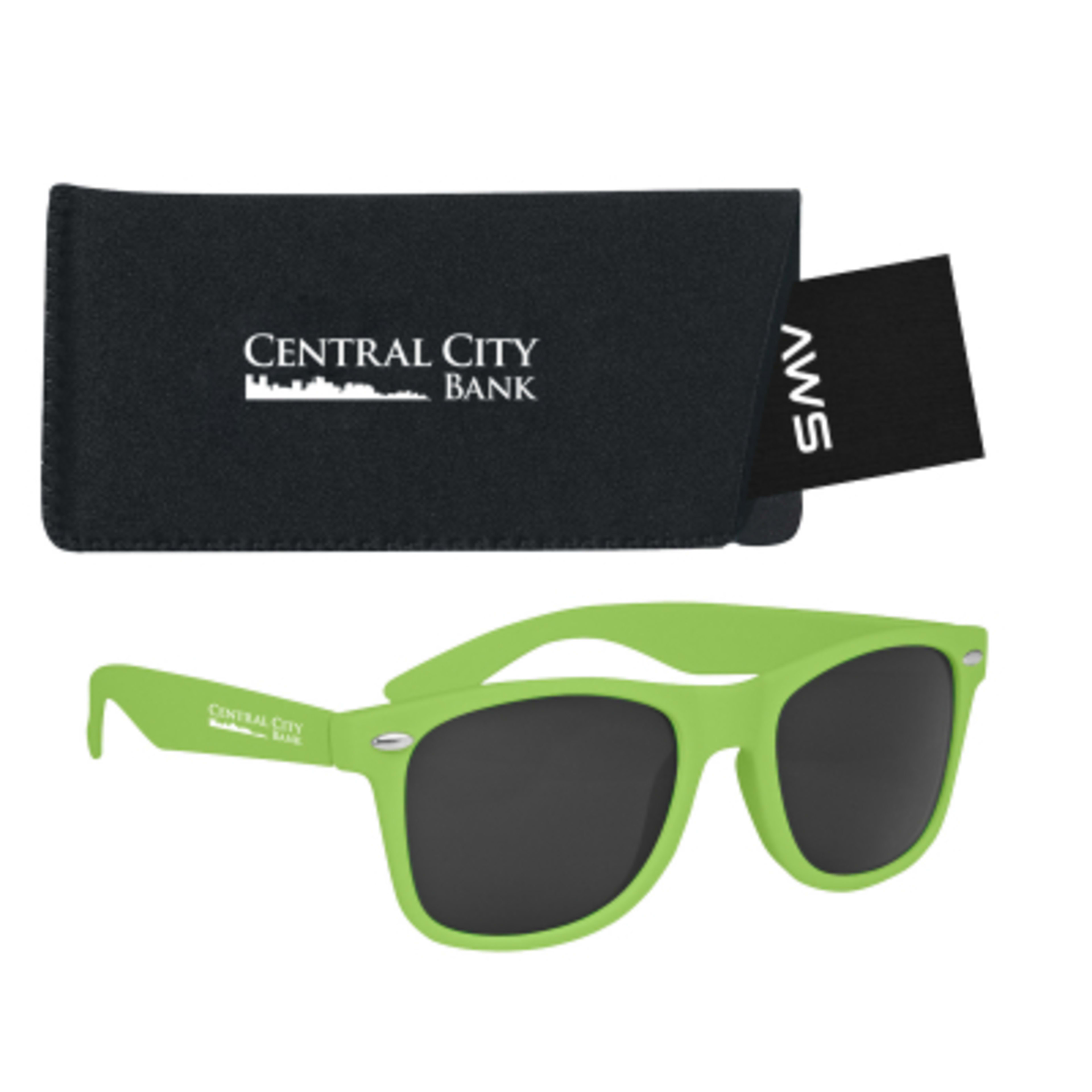 AWS Velvet Touch Malibu Sunglasses with Pouch Kit - Lime - Silkscreen - product view 5