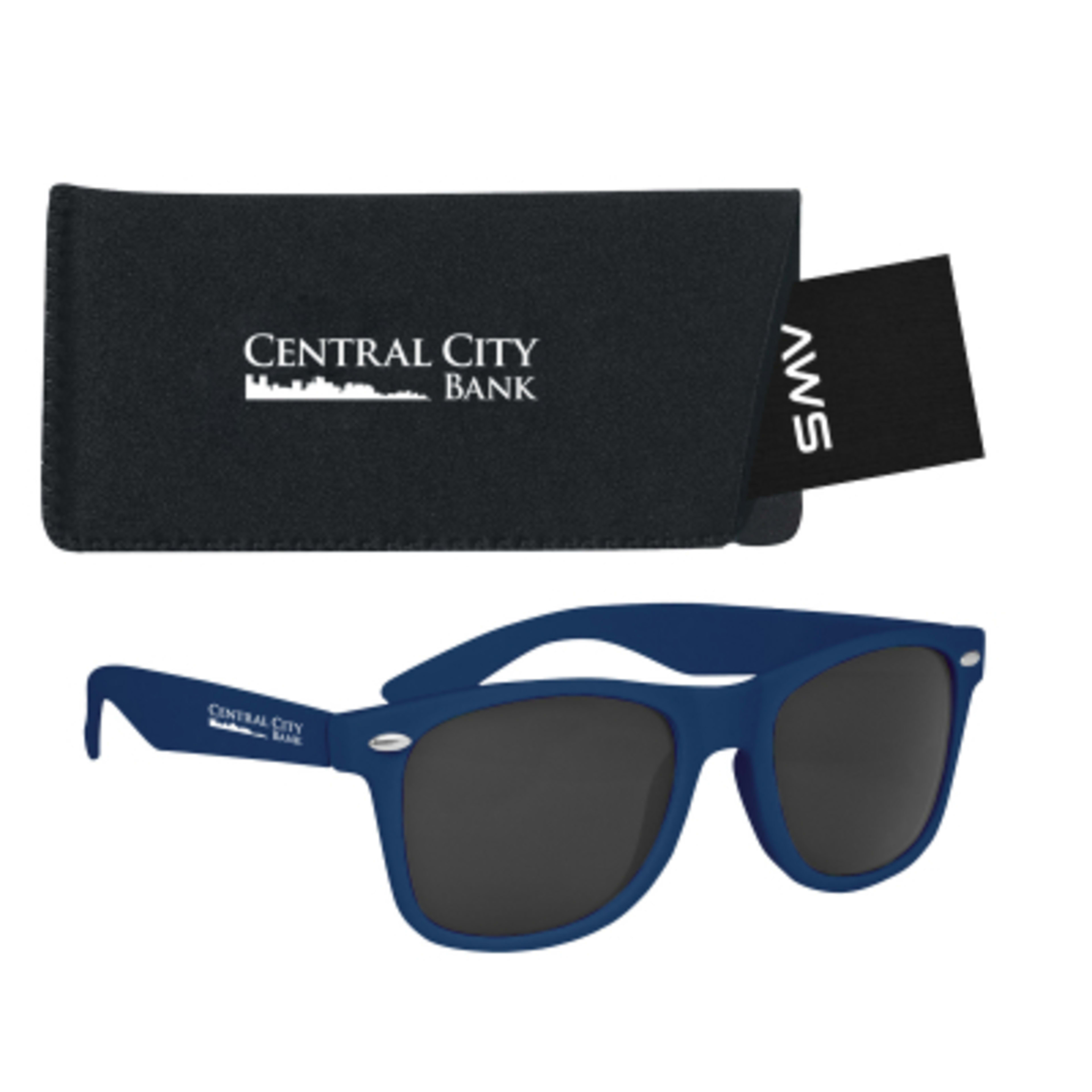 AWS Velvet Touch Malibu Sunglasses with Pouch Kit - Navy - Silkscreen - product view 6