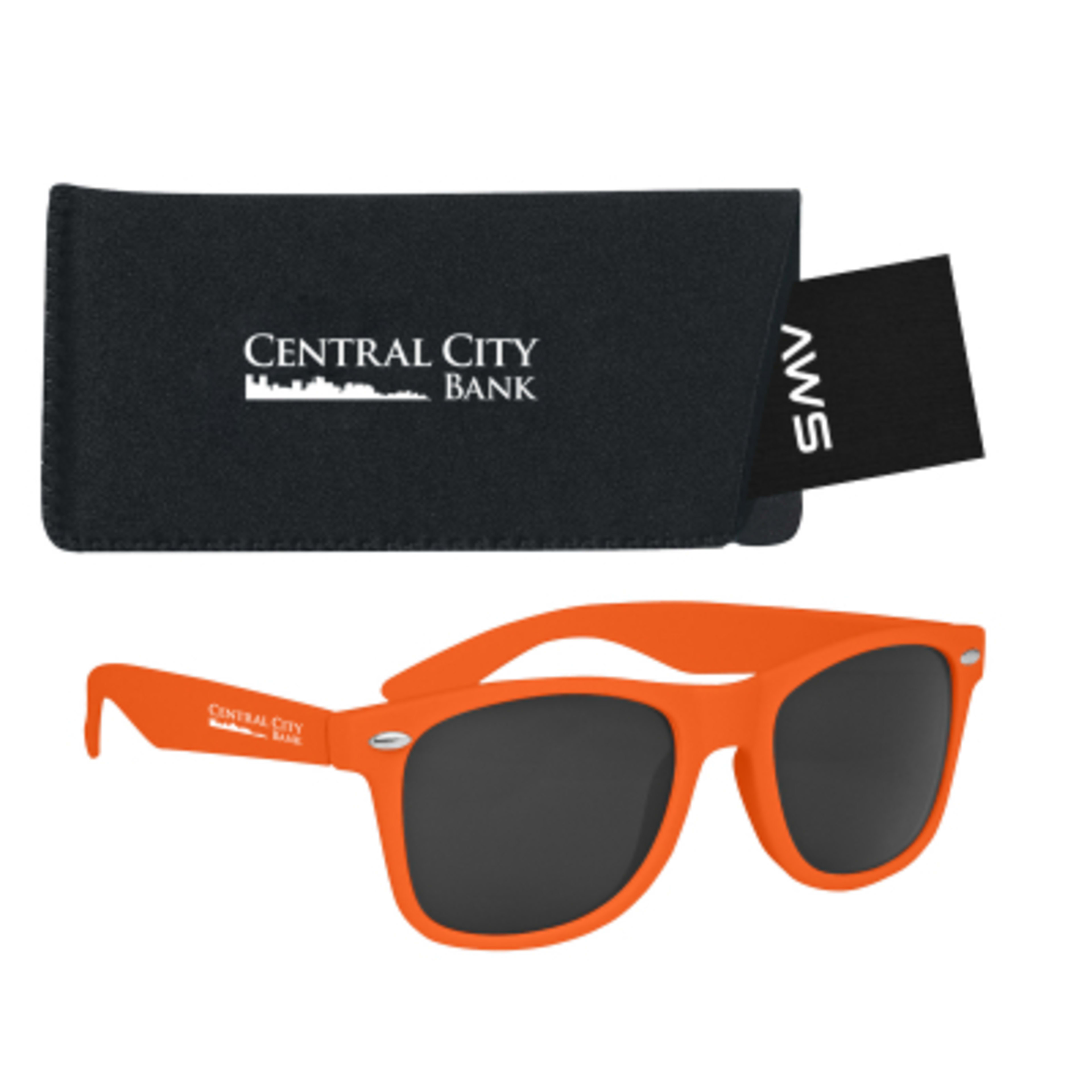 AWS Velvet Touch Malibu Sunglasses with Pouch Kit - ORN - Silkscreen - product view 7