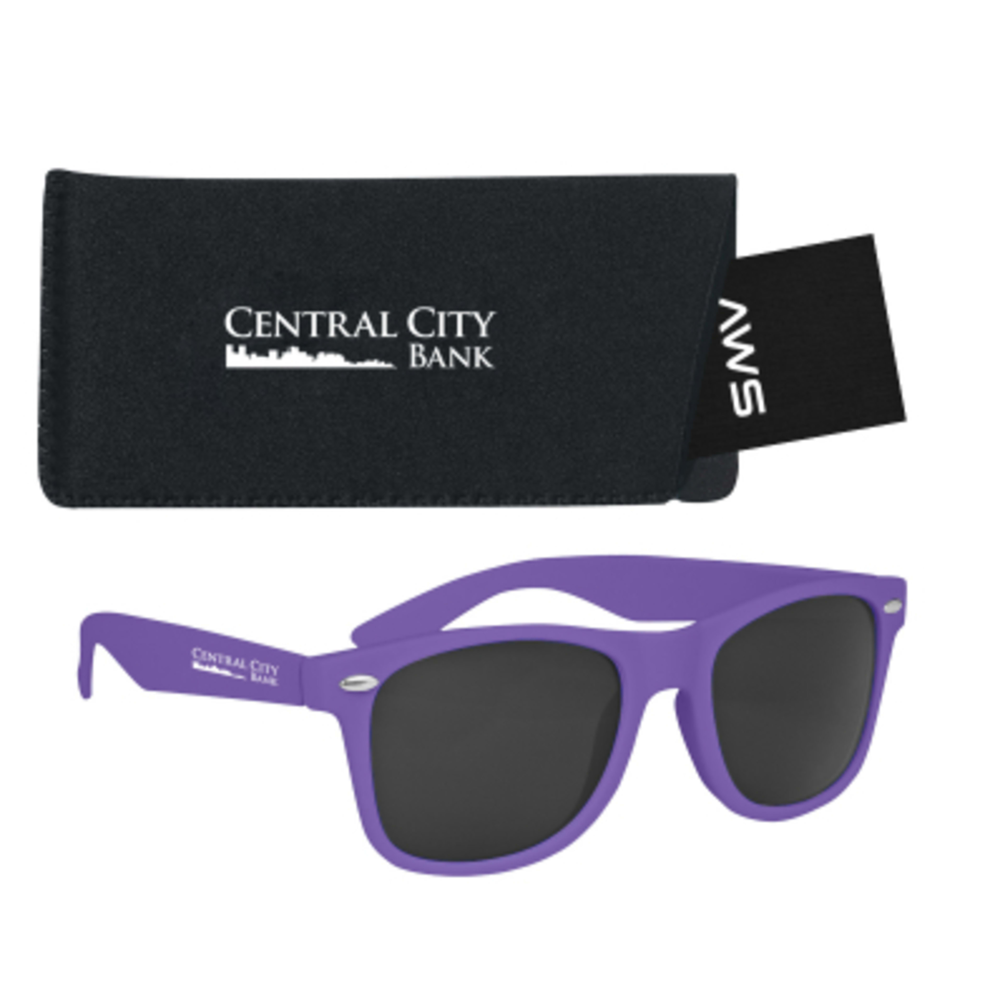 AWS Velvet Touch Malibu Sunglasses with Pouch Kit - Purple - Silkscreen - product view 9