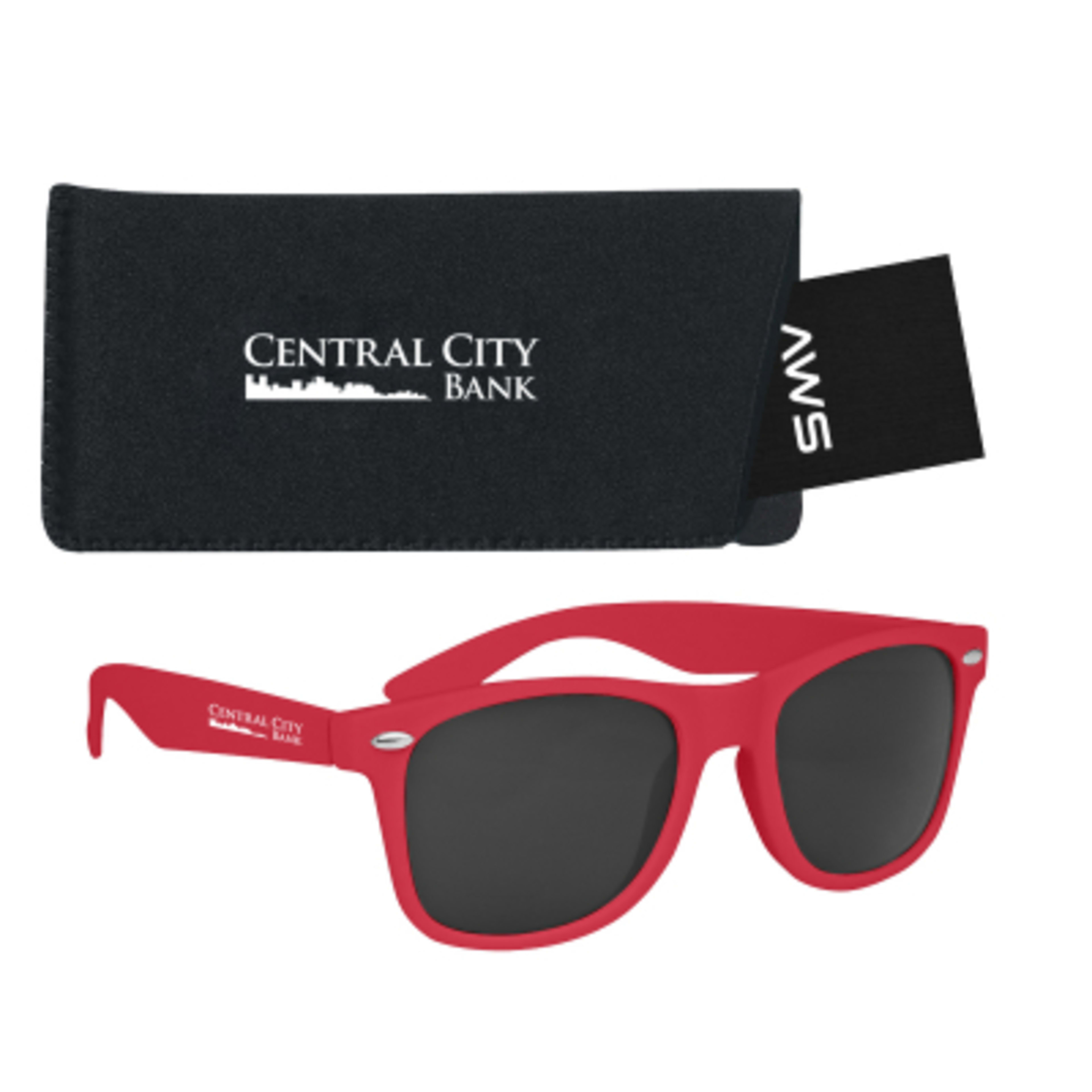 AWS Velvet Touch Malibu Sunglasses with Pouch Kit - Red - Silkscreen - product view 10