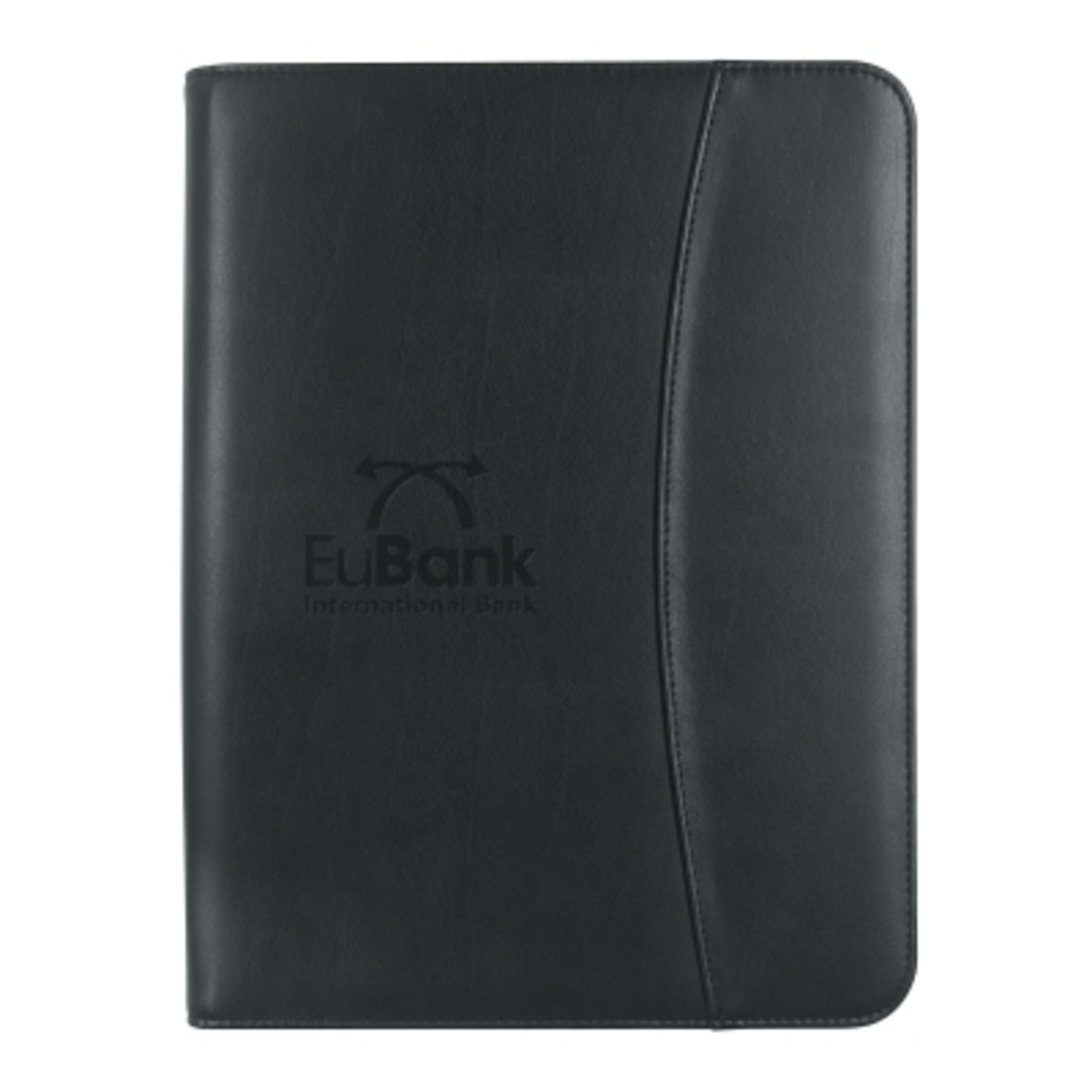 Portfolio Zippered Leather Look With Calculator - 10 x 13.3 in - Black - Debossed - product view 3