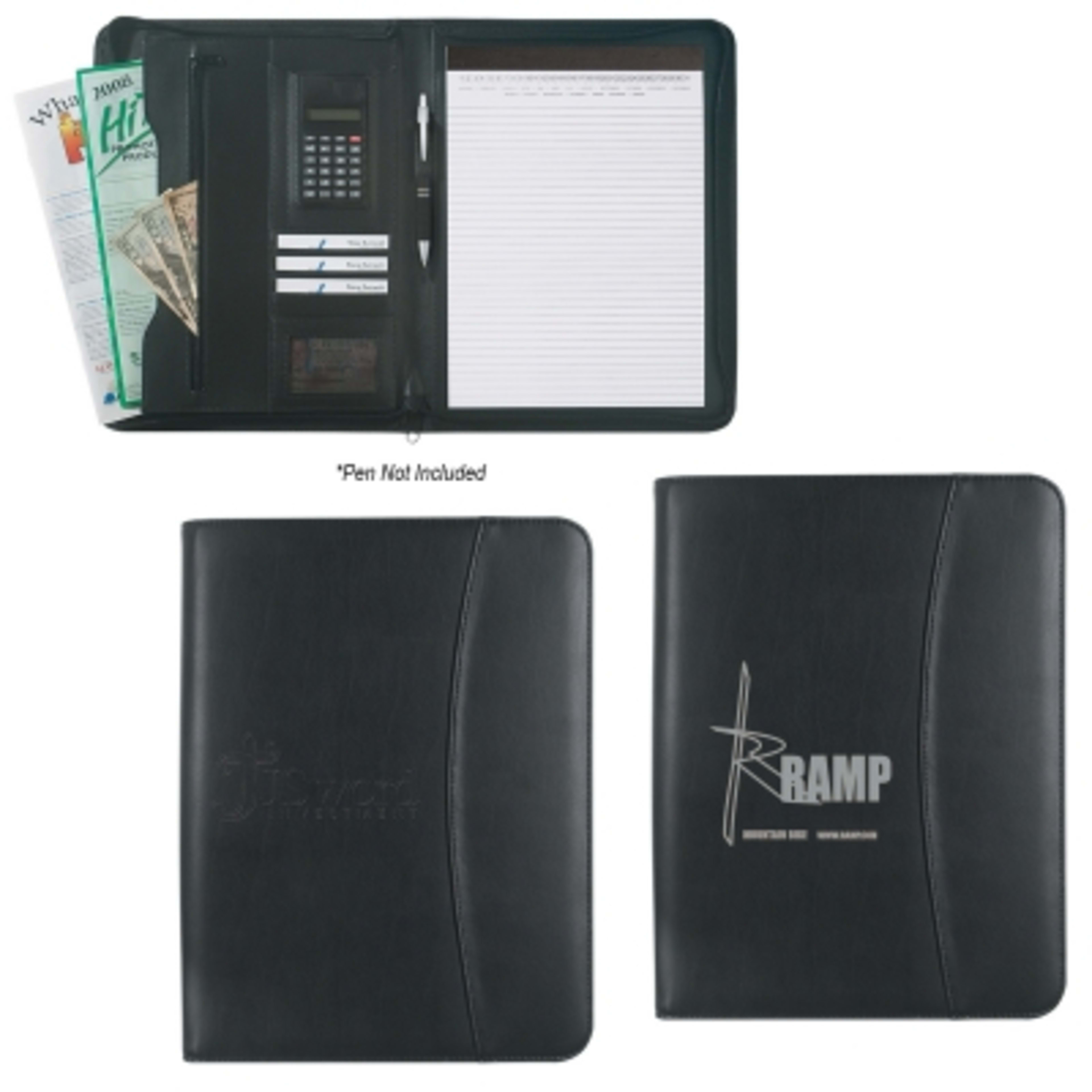 Portfolio Zippered Leather Look With Calculator - 10 x 13.3 in - Group Shot - product view 4