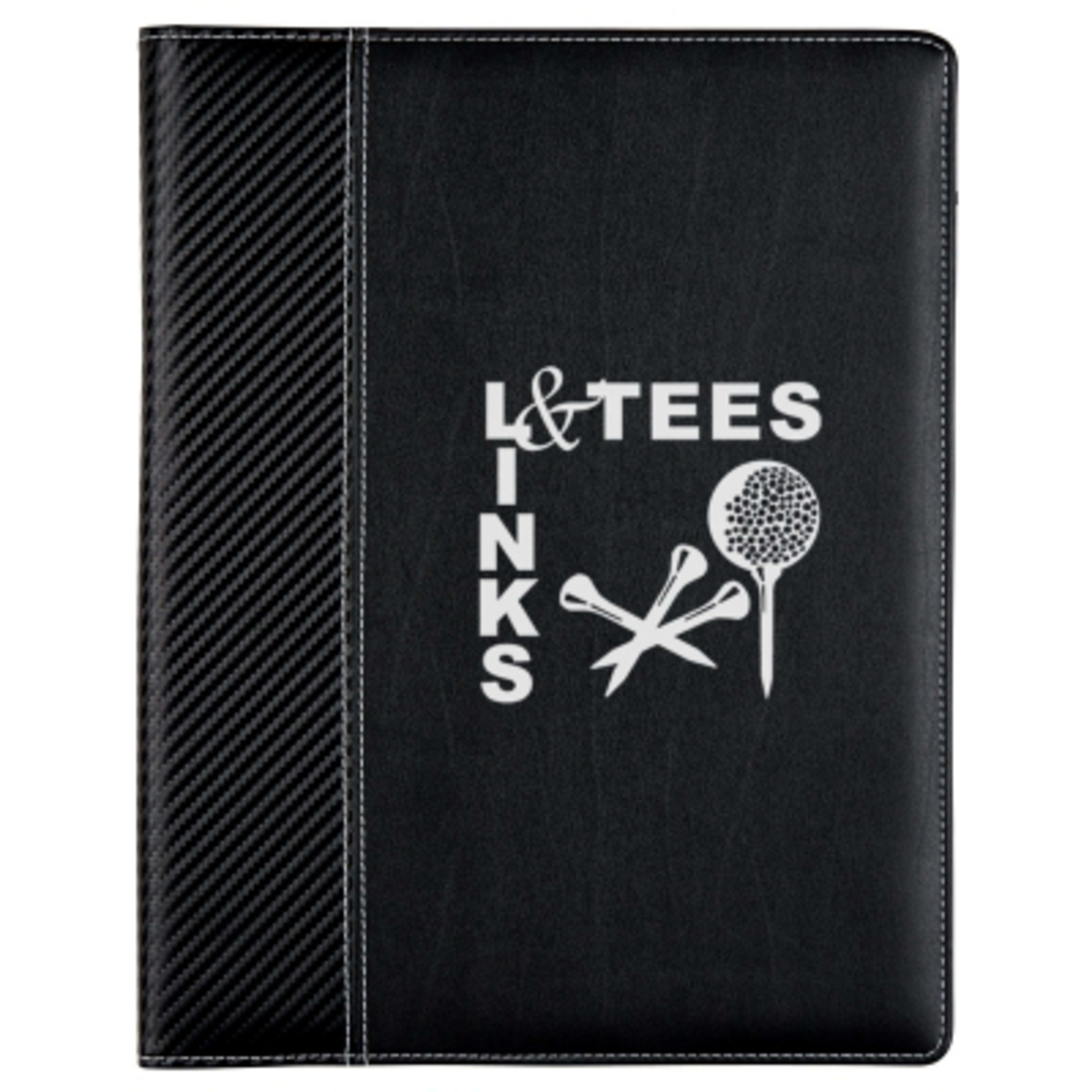 Portfolio Carbon Fiber Look PVC Cover 30-Page - 9.8 x 12.5 in - Black - Silkscreen - promotional product with custom logo