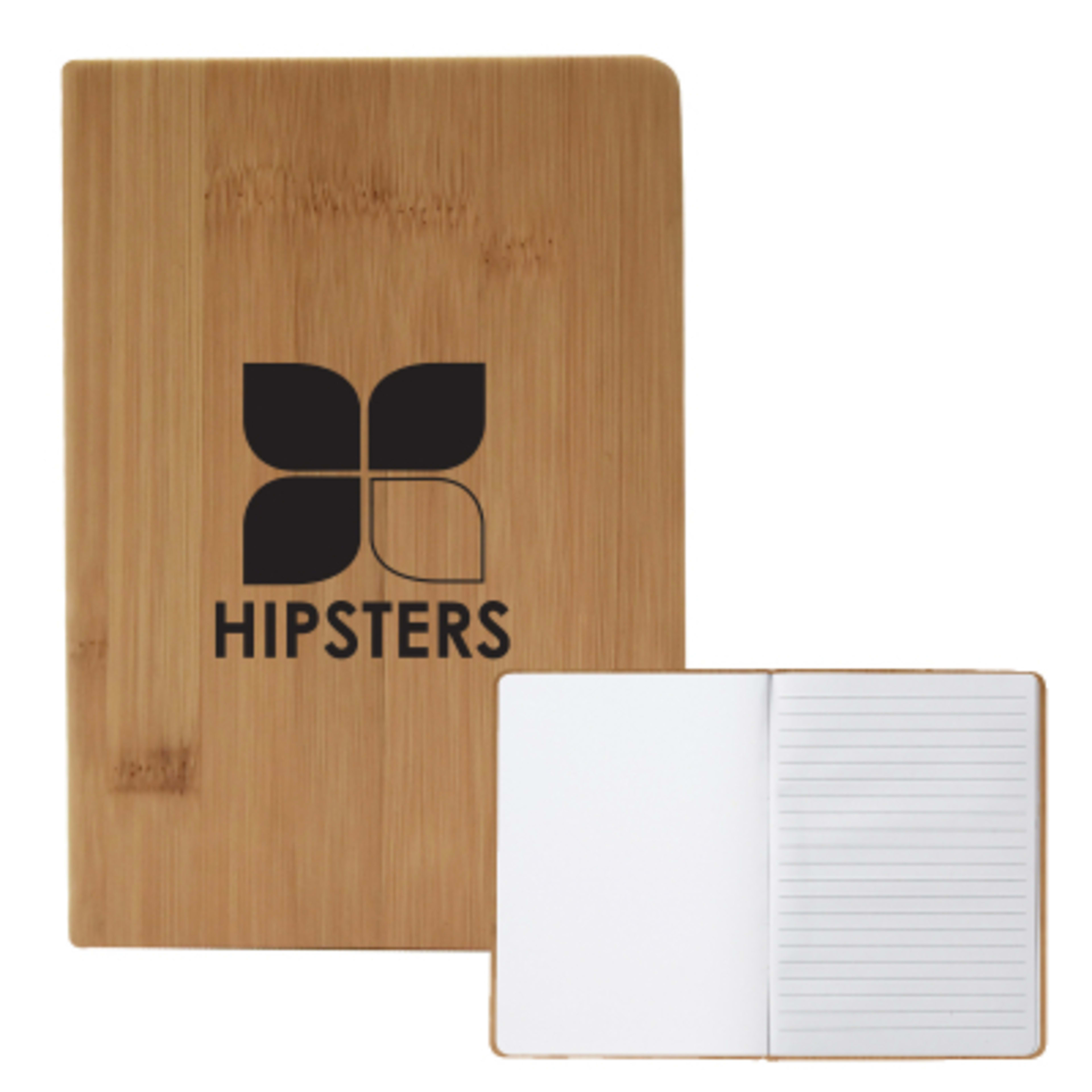 Hardcover Notebook Bamboo Look 80-Page Lined - 5 x 7 in - NAT - Silkscreen - promotional product with custom logo