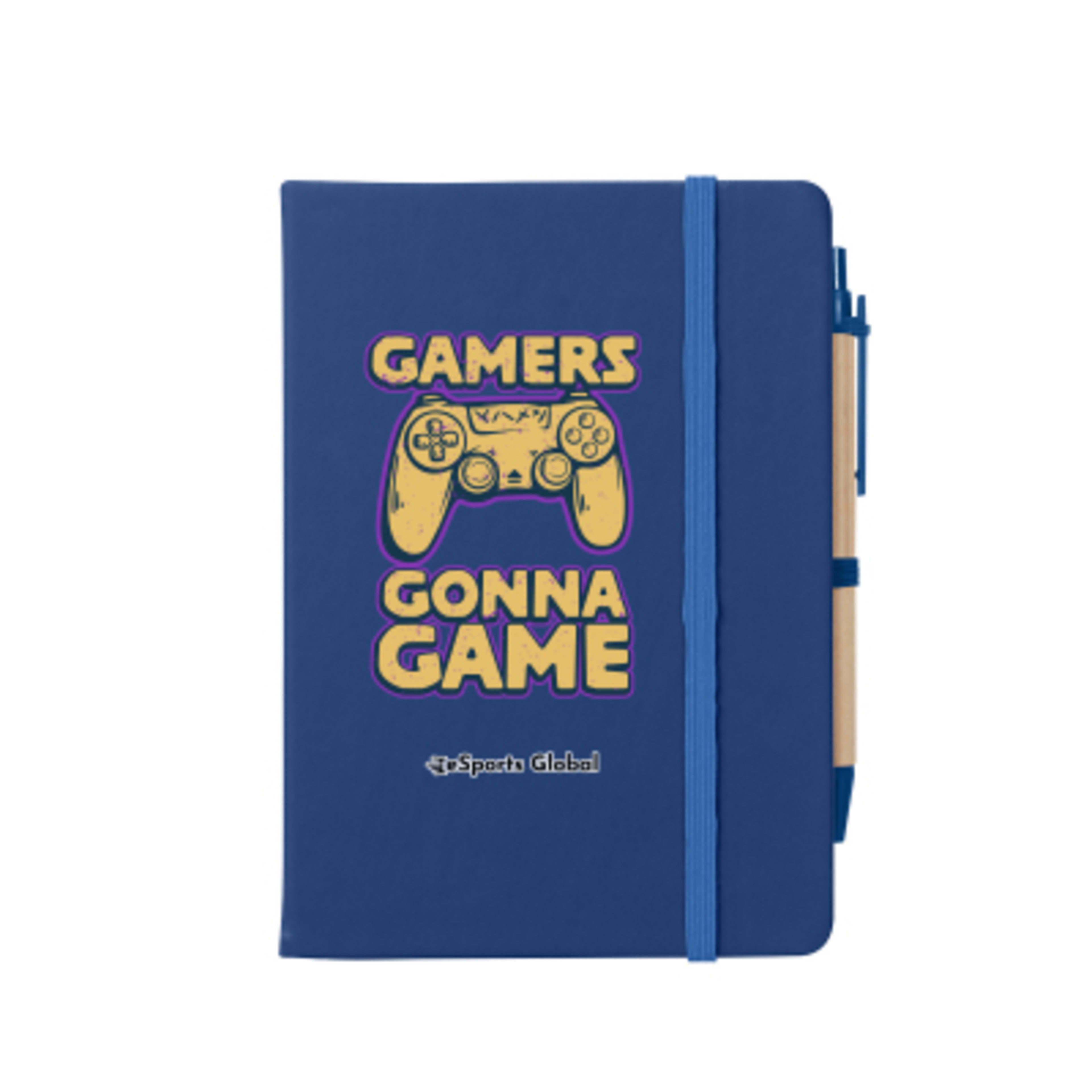 Hardcover Notebook With Sticky Notes Flags Pen FSC - 5 x 7 in - Blue - Digibrite - product view 2