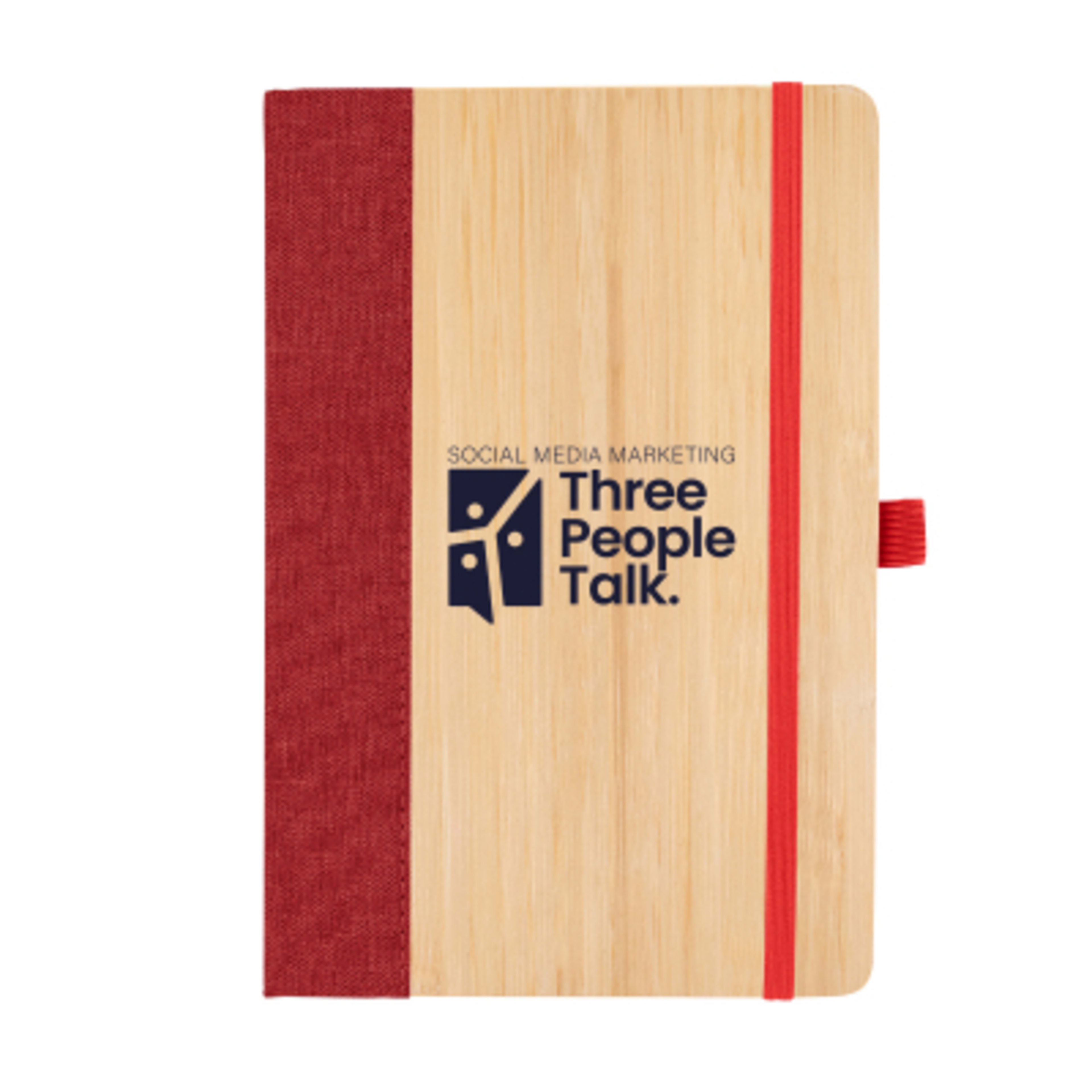 Hardcover Journal Bamboo rPET Cover - 5.5 x 8.25 in - Red/BAM - Silkscreen - product view 2