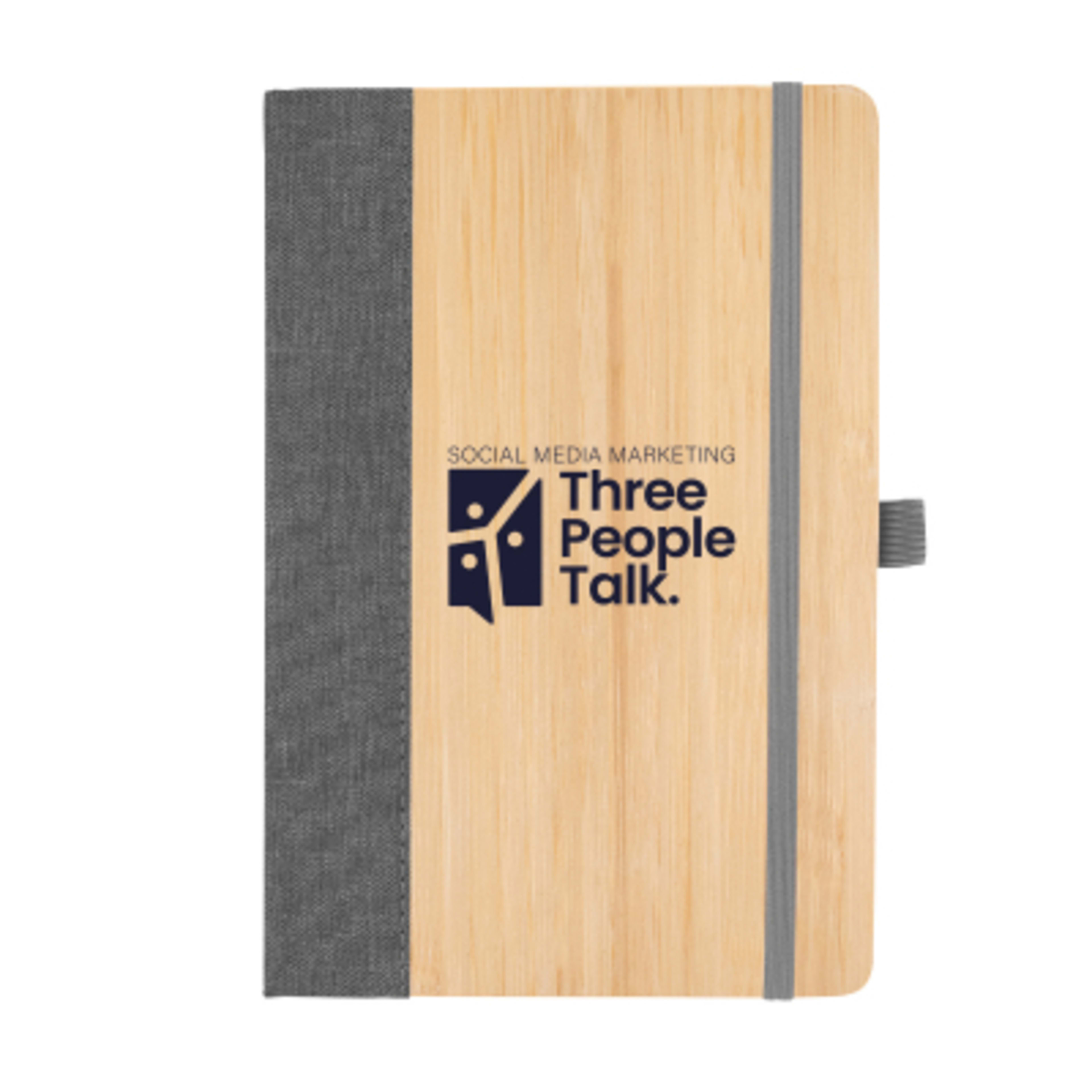 Hardcover Journal Bamboo rPET Cover - 5.5 x 8.25 in - Gray/BAM - Silkscreen - product view 11
