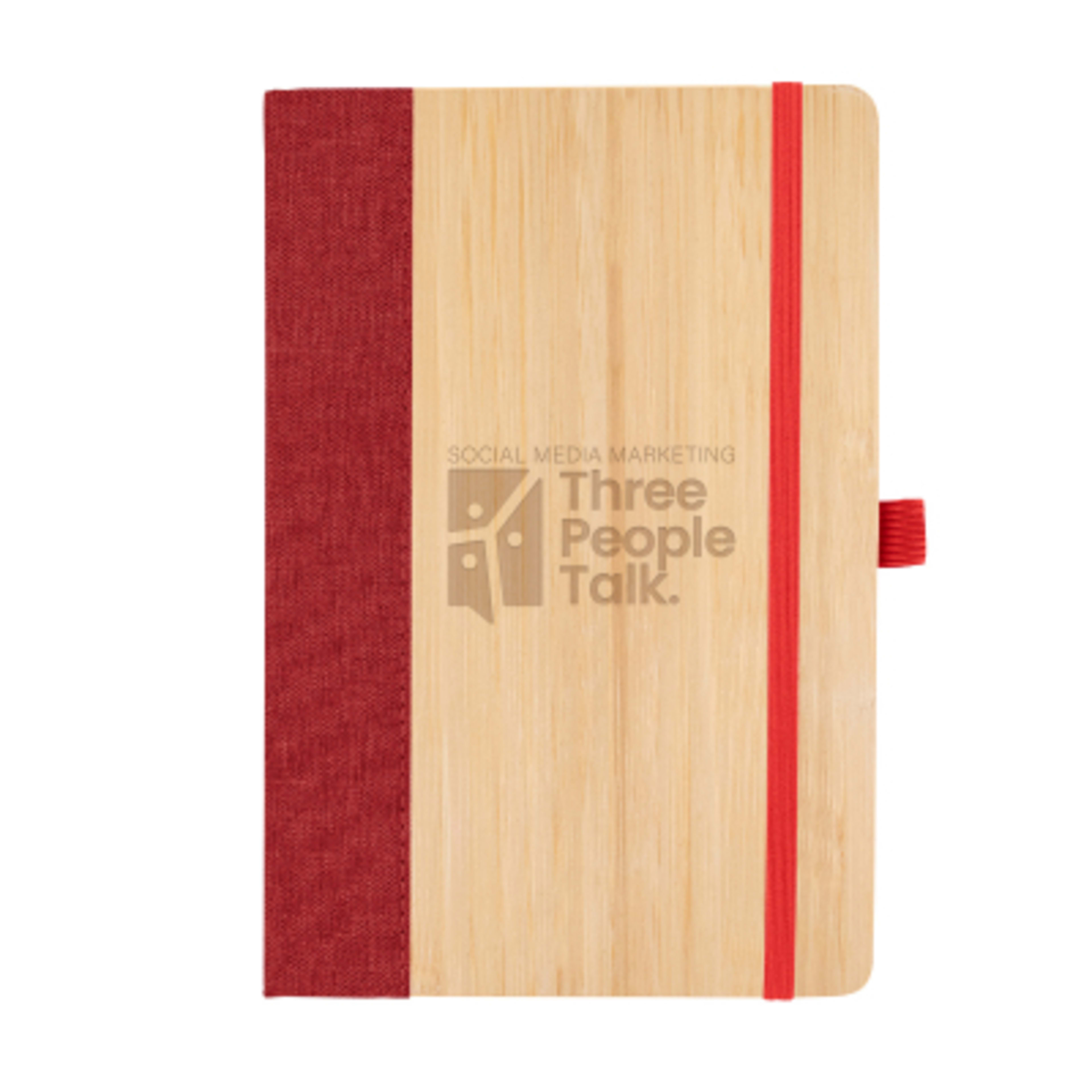 Hardcover Journal Bamboo rPET Cover - 5.5 x 8.25 in - Red/BAM - Laser - product view 4