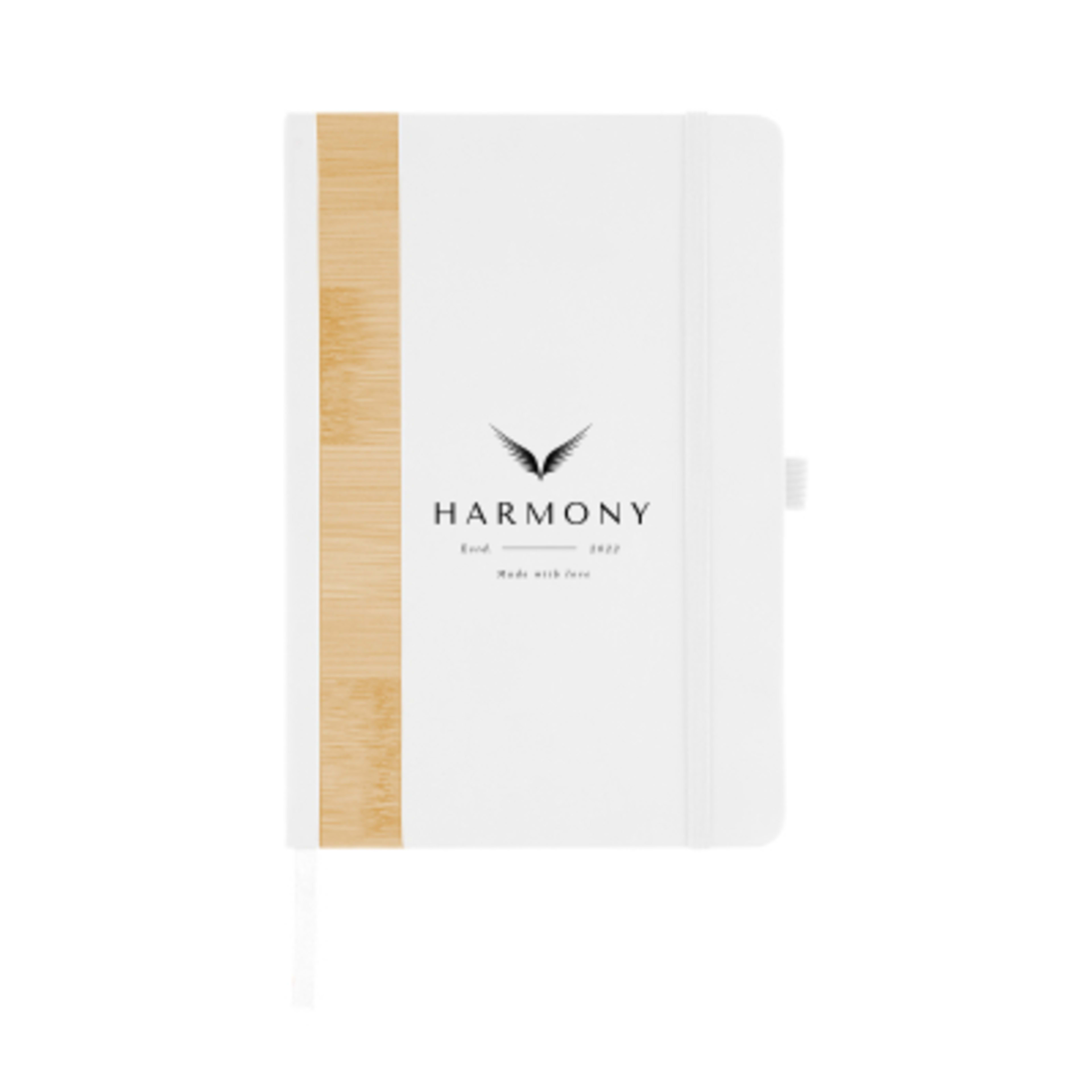 Journal Recycled PU and Bamboo Accent 80 Page - 5 x 7 in - FSC/White/BAM - Silkscreen - promotional product with custom logo