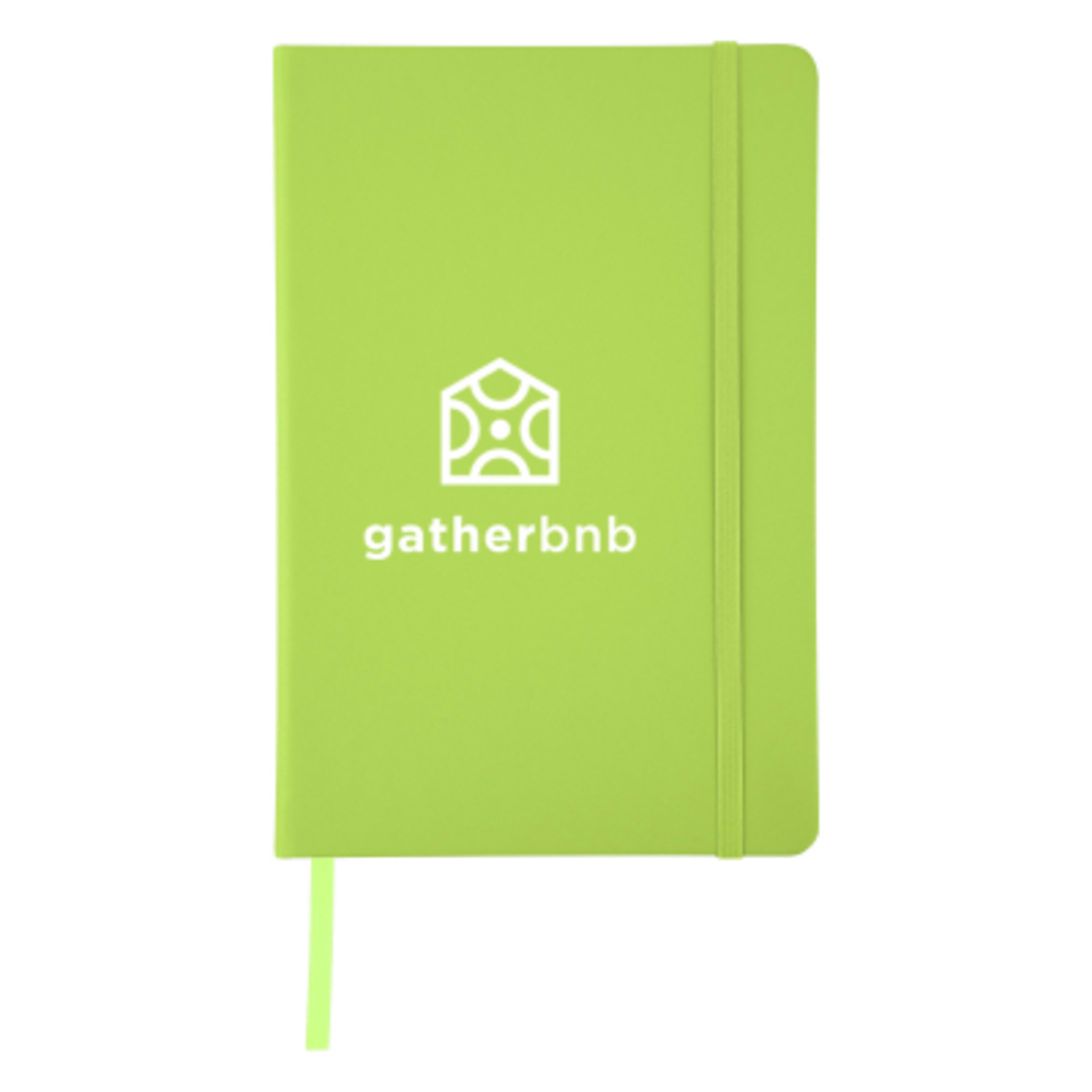 Journal Recycled PU 96 Page with Gusseted Pocket - 5¾ x 8½ in - FSC/Lime - Silkscreen - product view 1