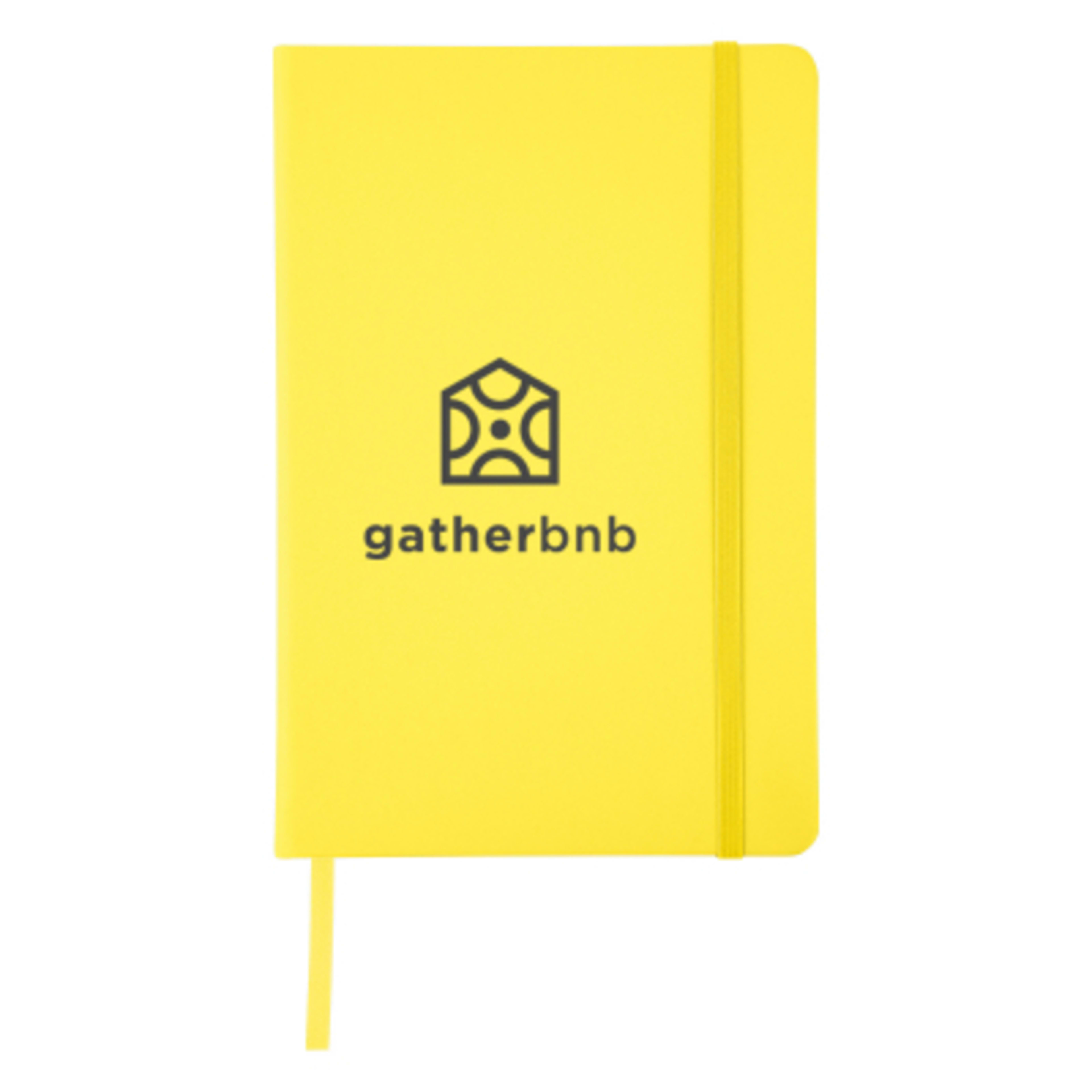 Journal Recycled PU 96 Page with Gusseted Pocket - 5¾ x 8½ in - FSC/Yellow - Silkscreen - product view 2