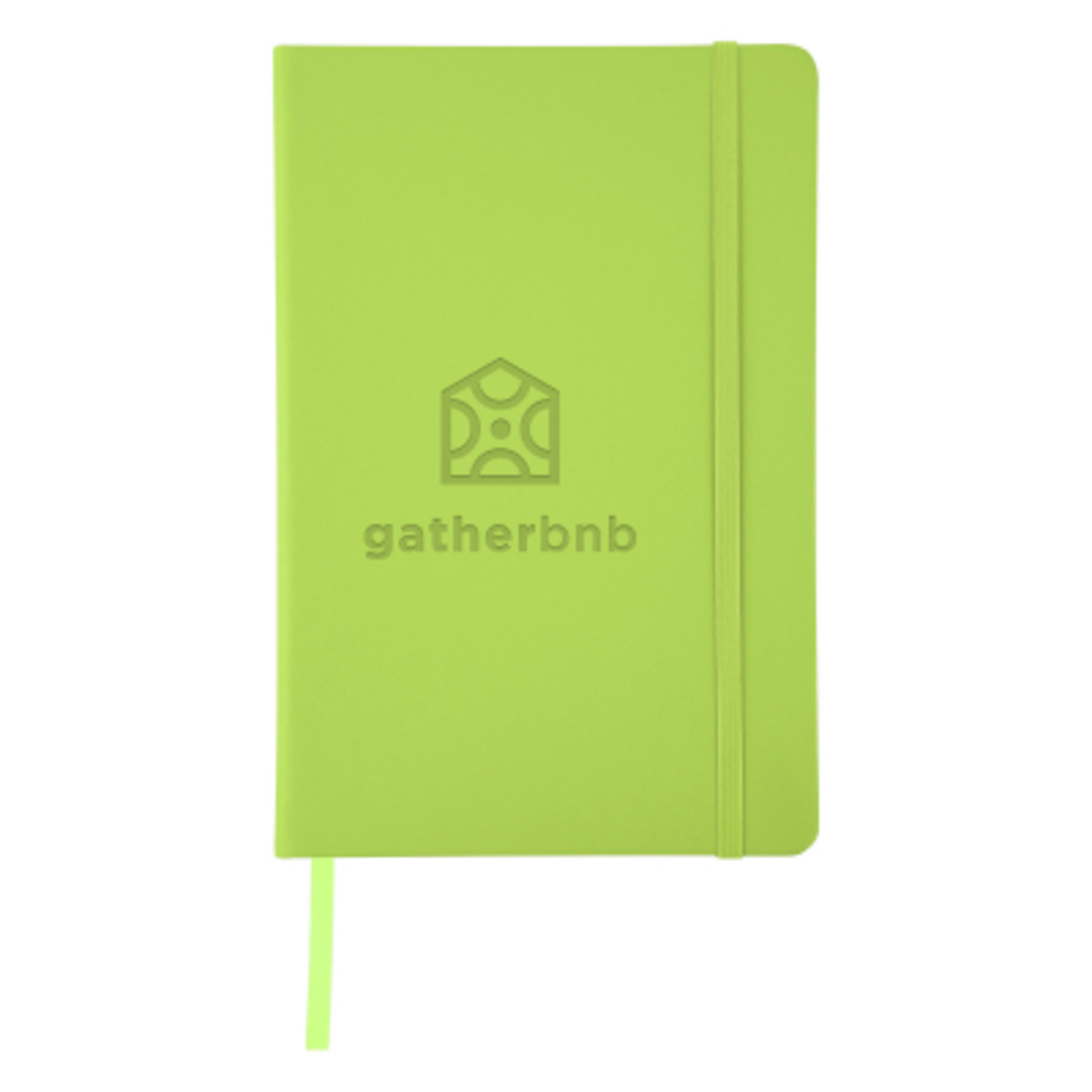 Journal Recycled PU 96 Page with Gusseted Pocket - 5¾ x 8½ in - FSC/Lime - Debossed - product view 14