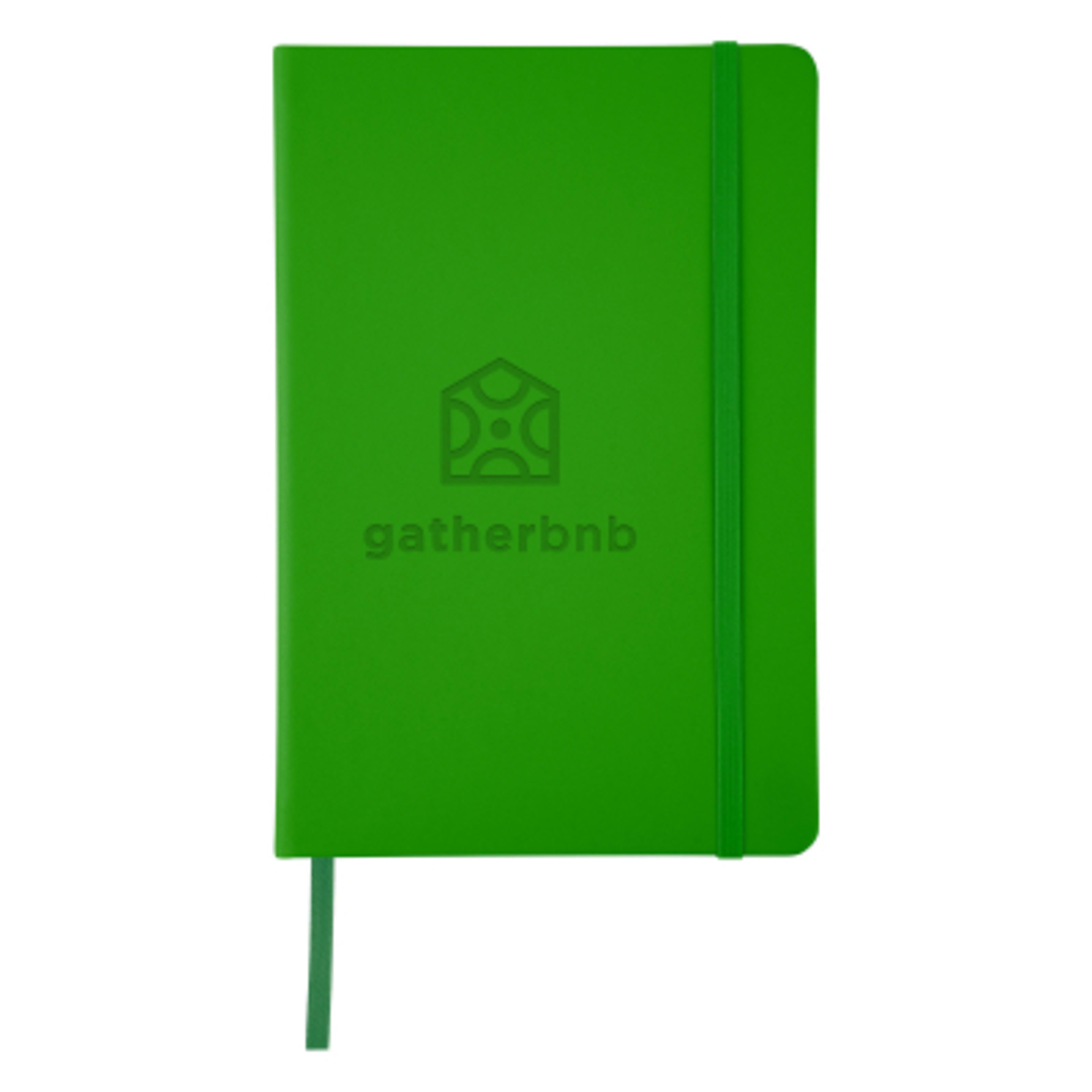 Journal Recycled PU 96 Page with Gusseted Pocket - 5¾ x 8½ in - FSC/Green - Debossed - product view 34