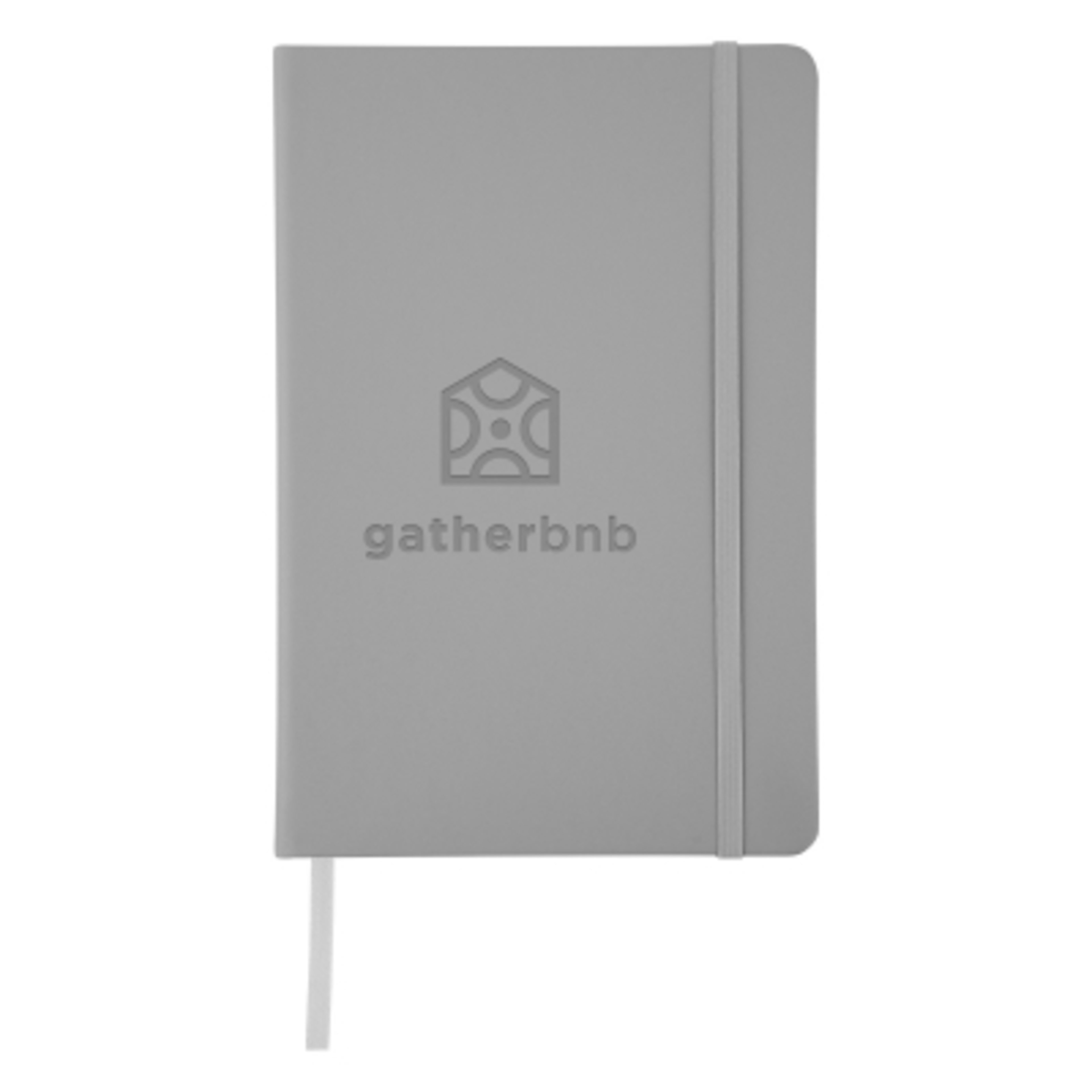 Journal Recycled PU 96 Page with Gusseted Pocket - 5¾ x 8½ in - FSC/Gray - Debossed - product view 36