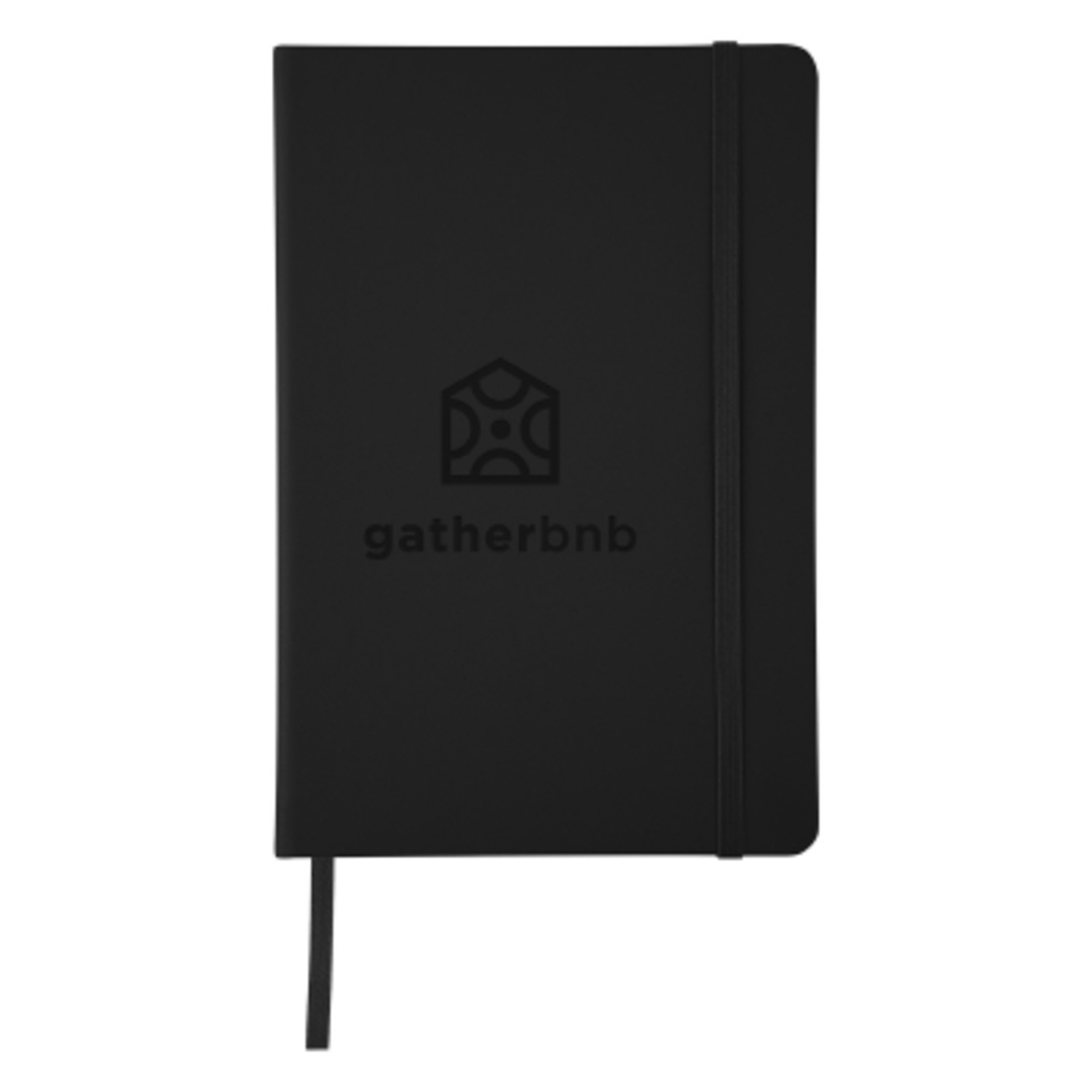 Journal Recycled PU 96 Page with Gusseted Pocket - 5¾ x 8½ in - FSC/Black - Debossed - product view 37