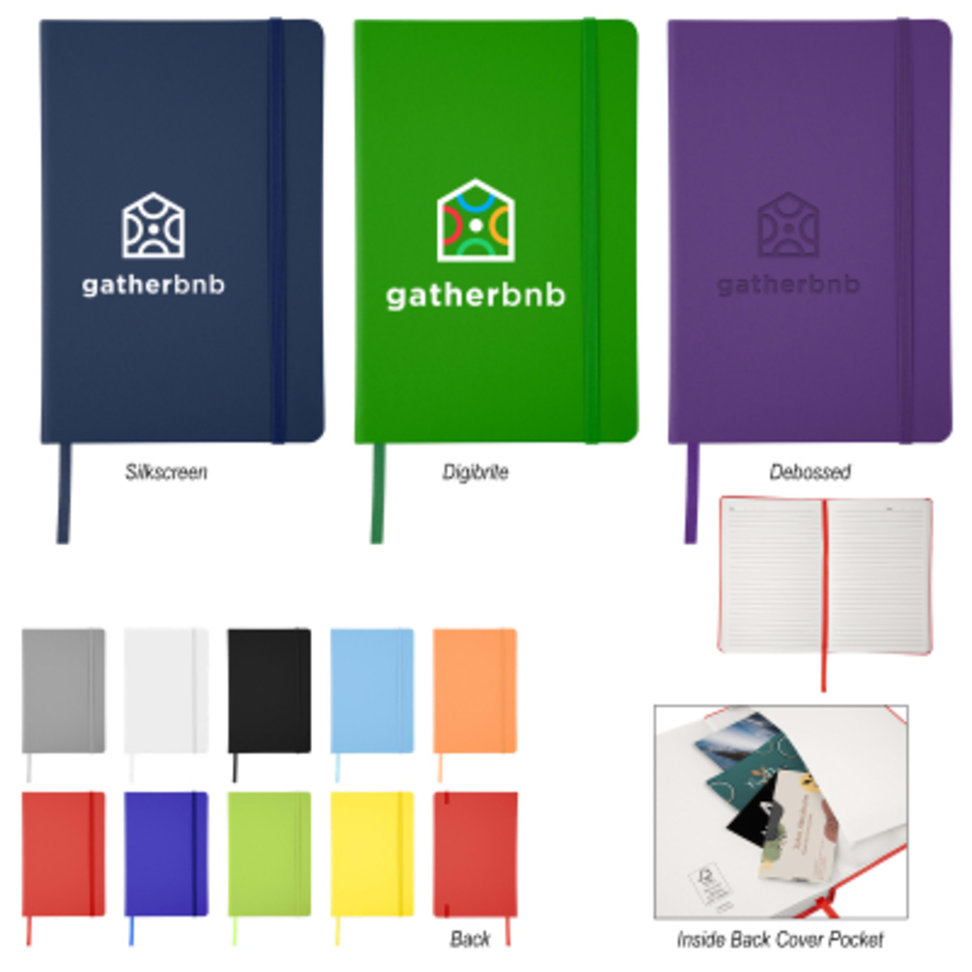 Journal Recycled PU 96 Page with Gusseted Pocket - 5¾ x 8½ in - Group Shot - product view 39