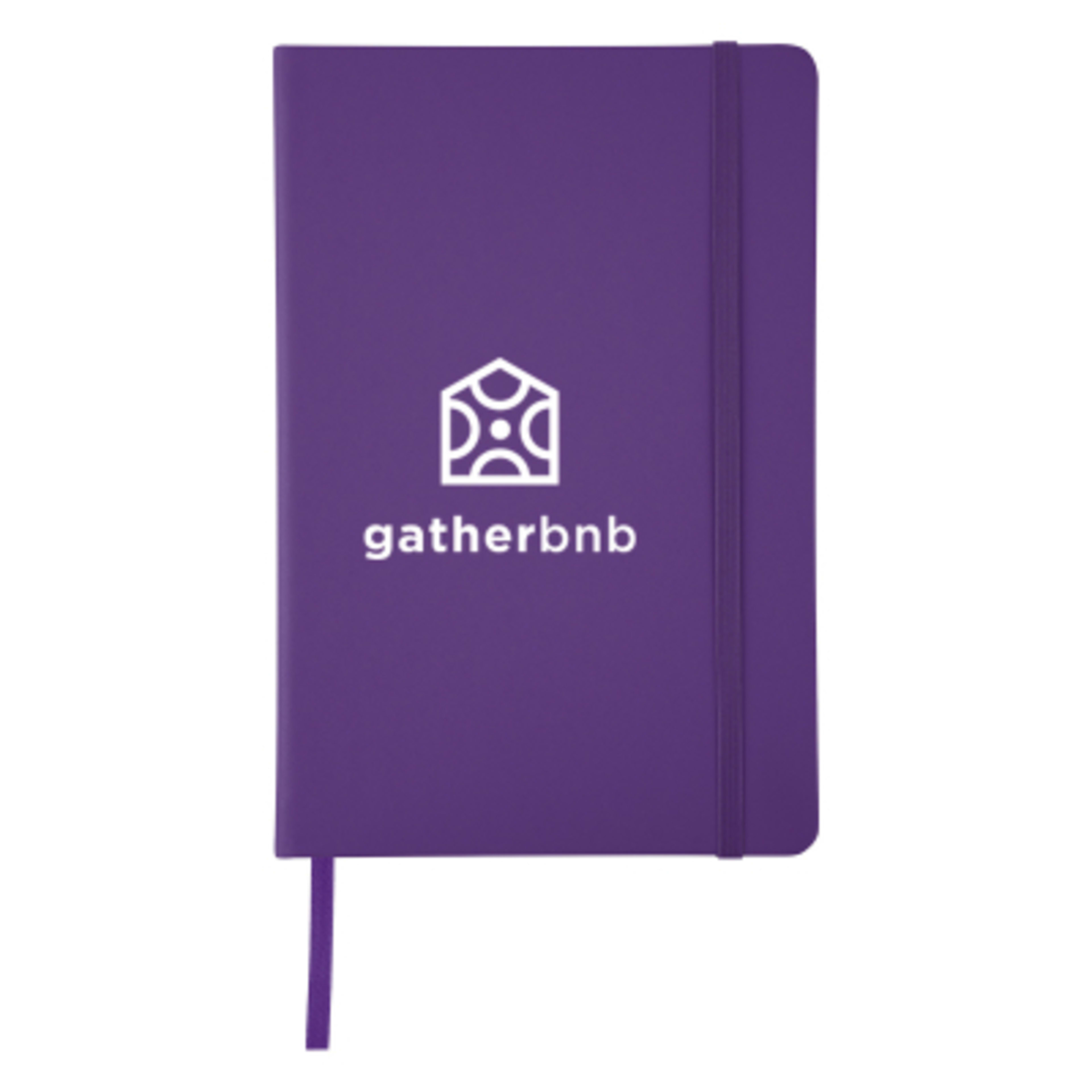 Journal Recycled PU 96 Page with Gusseted Pocket - 5¾ x 8½ in - FSC/Purple - Silkscreen - product view 6