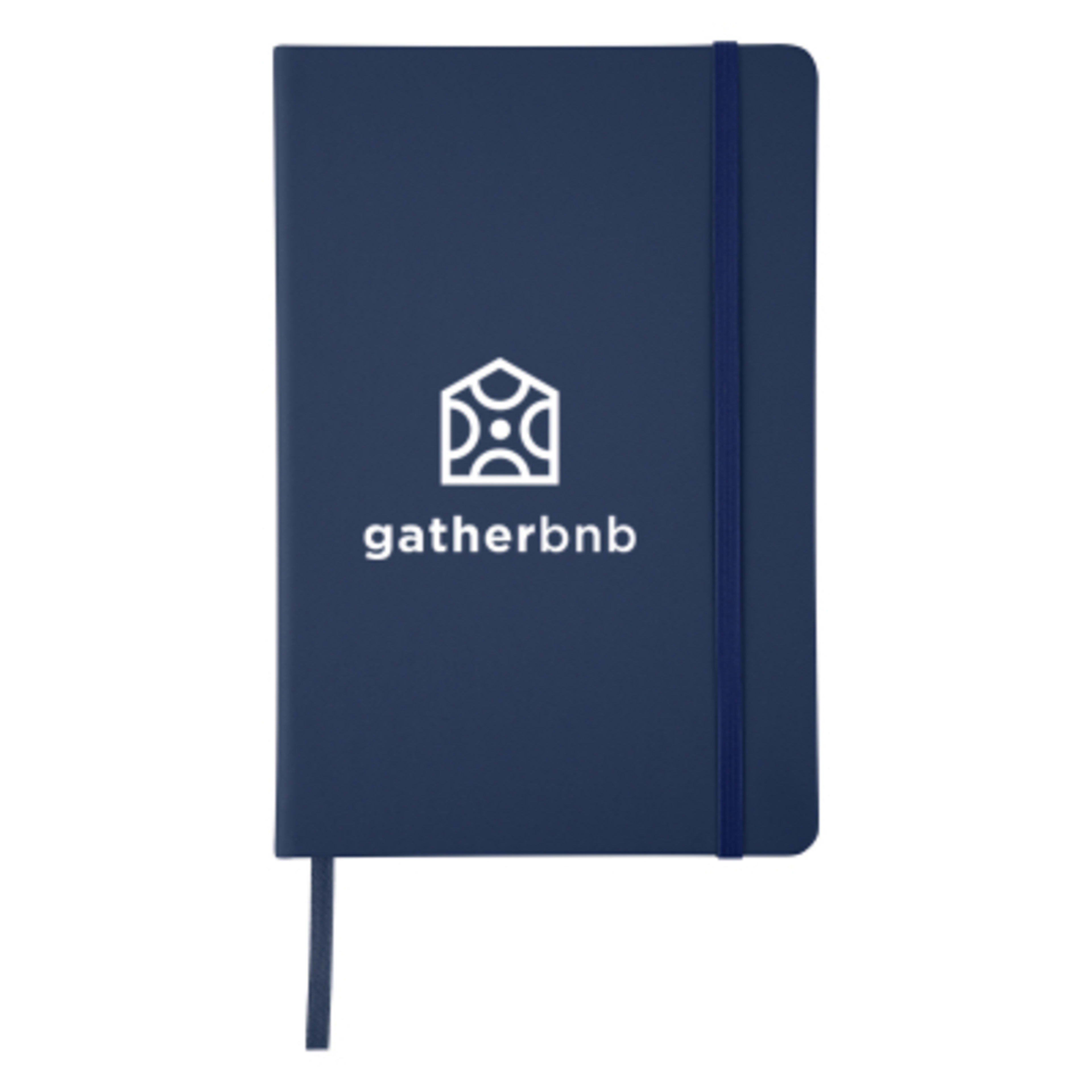 Journal Recycled PU 96 Page with Gusseted Pocket - 5¾ x 8½ in - FSC/Navy - Silkscreen - product view 7