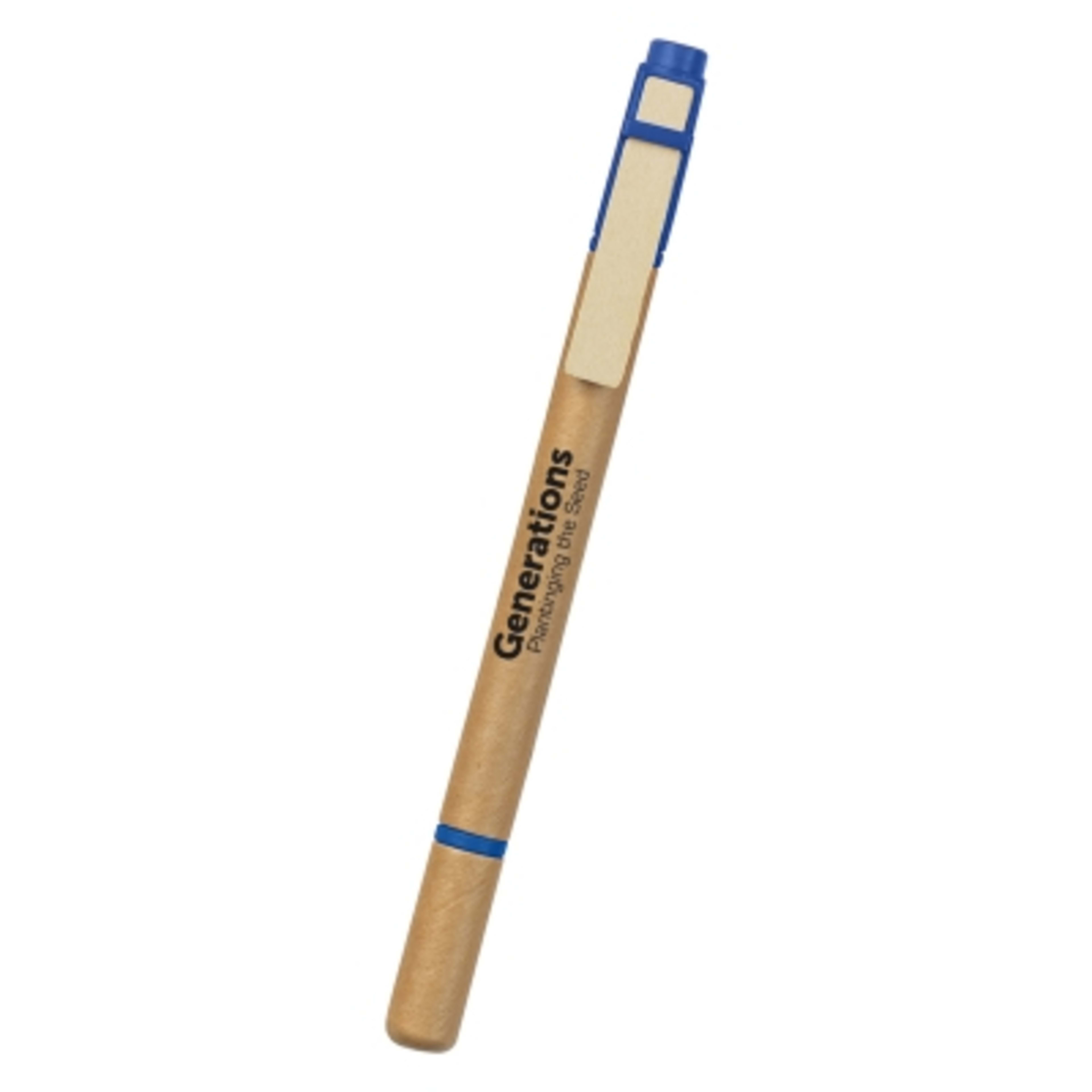 Pen Paper Barrel with Wooden Clip and Highlighter - 5½ in - NAT/Blue - Padprint - product view 1