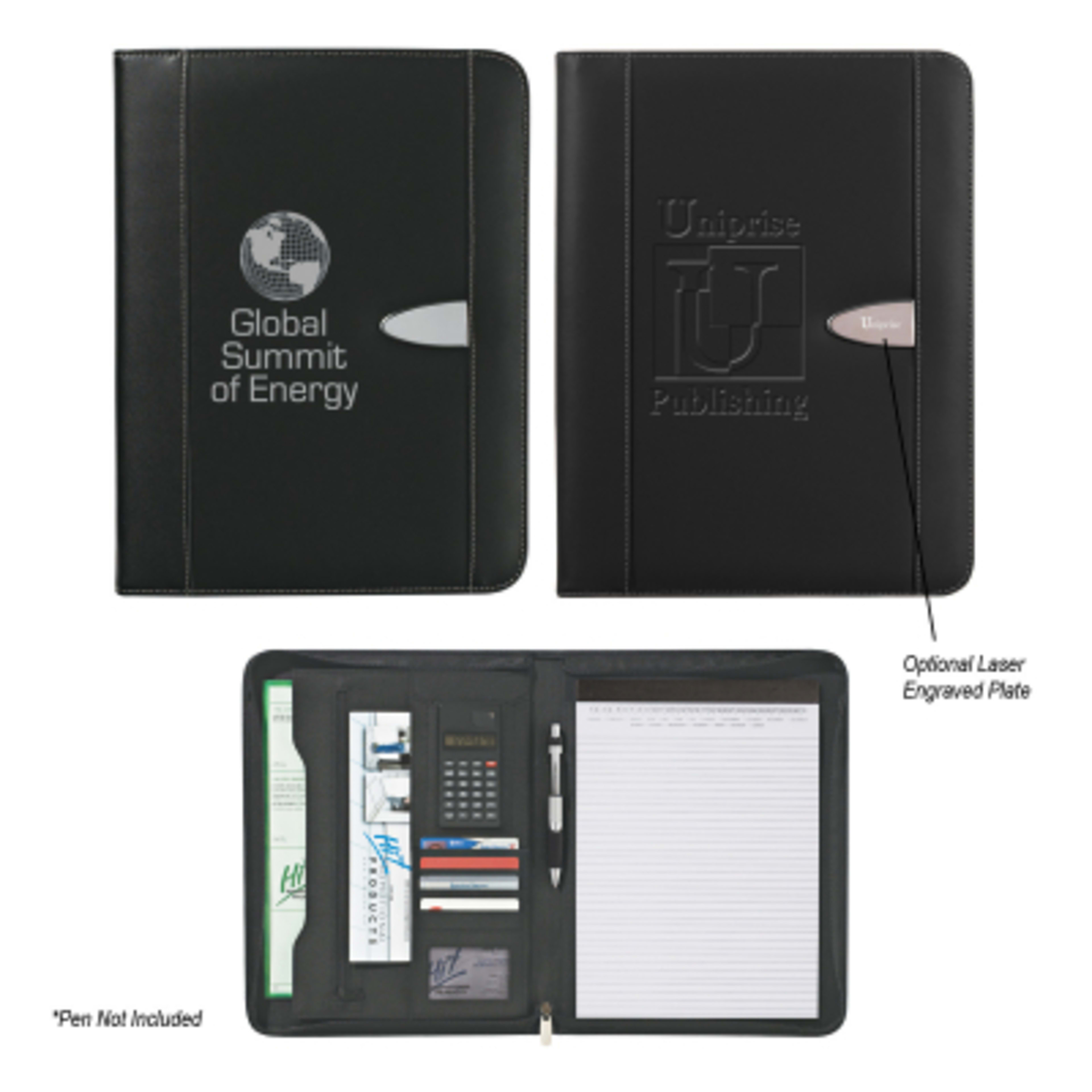 Portfolio Bonded Leather Zippered with Calculator - 10 x 13.25 in - Group Shot - product view 4