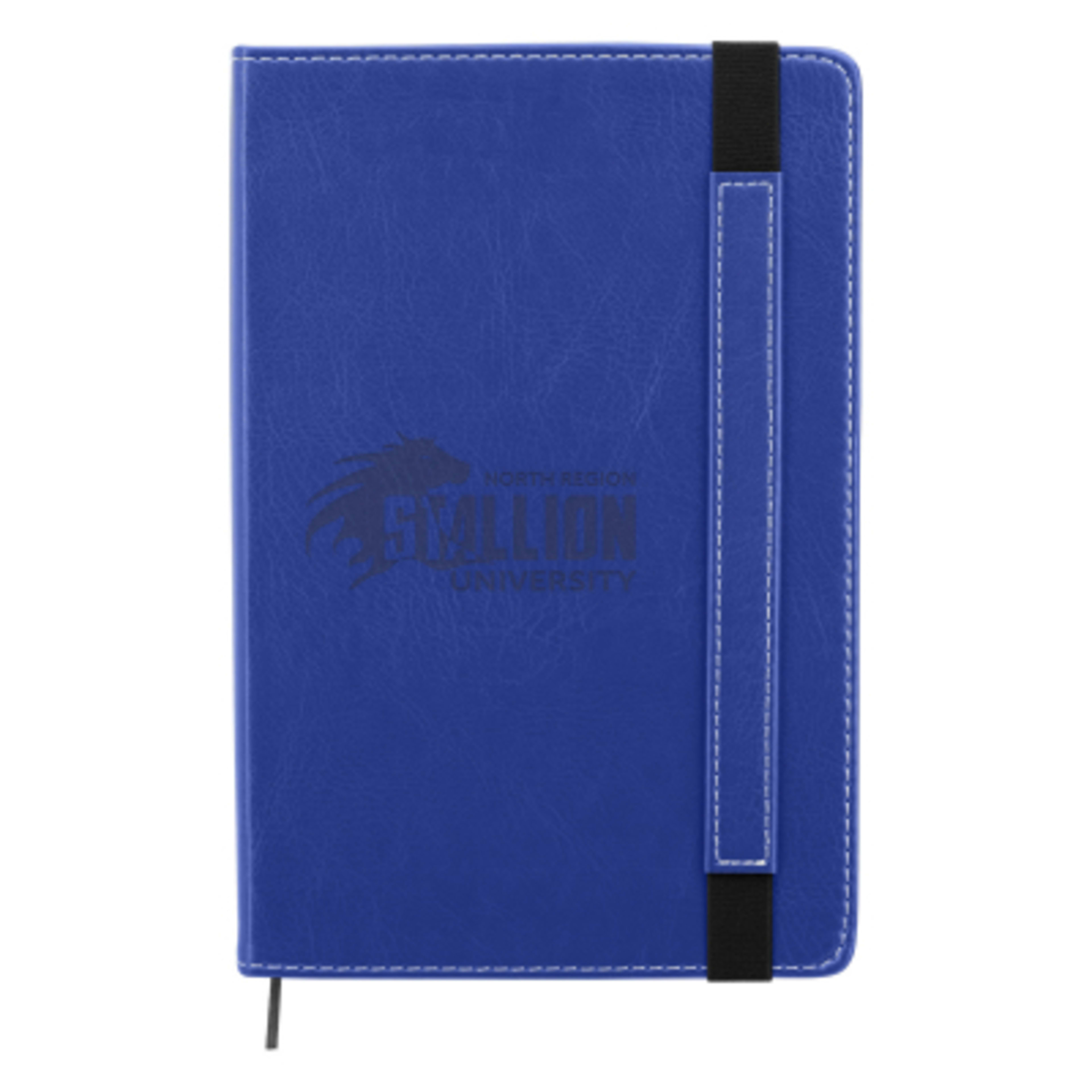 Journal Polyurethane Cover with Expandable Pocket - 5.75 x 8.5 in - FSC/Blue - Debossed - product view 3