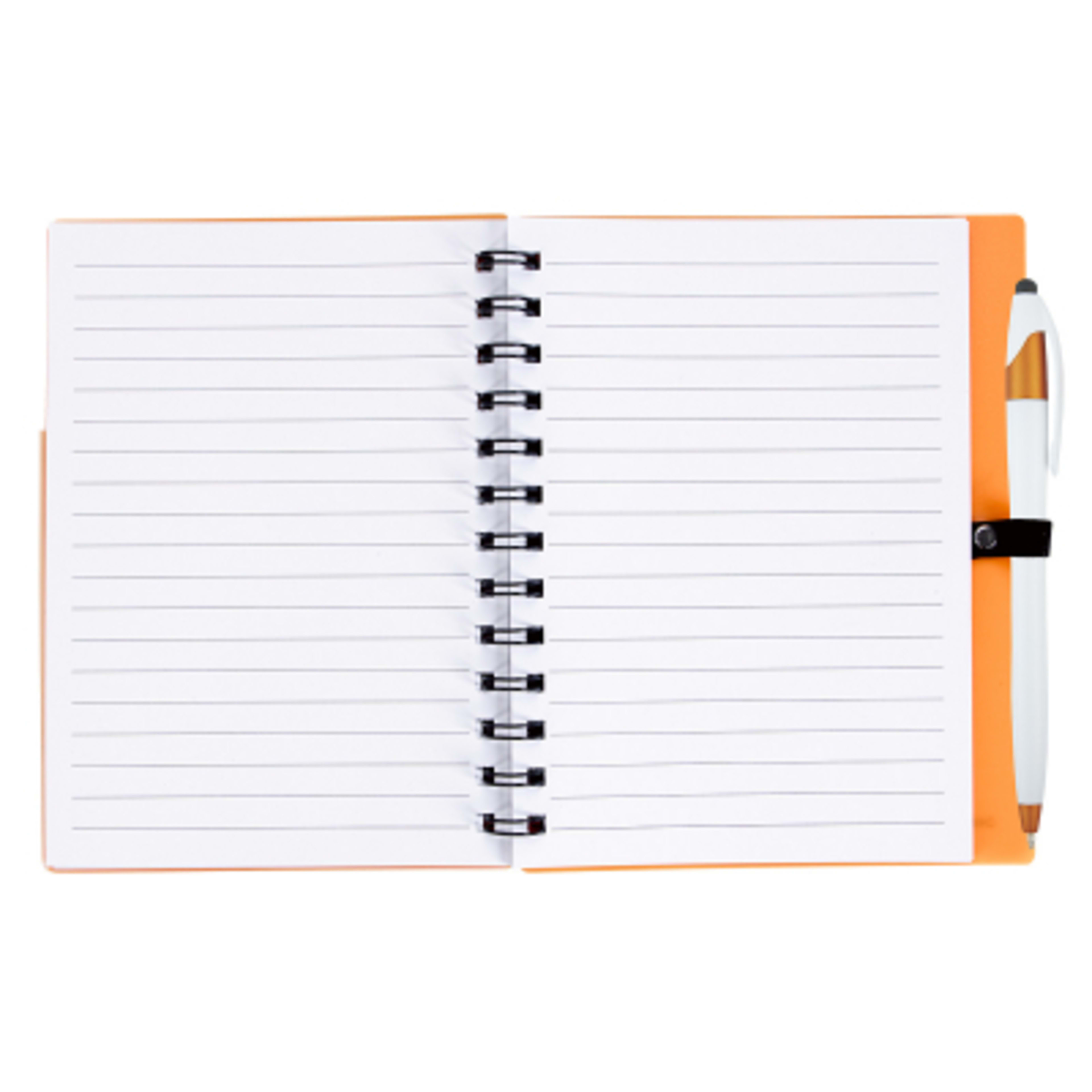 Notebook Tri-Pocket Polyurethane Cover with Pen - 5 x 7 in - ORN - Open - product view 3