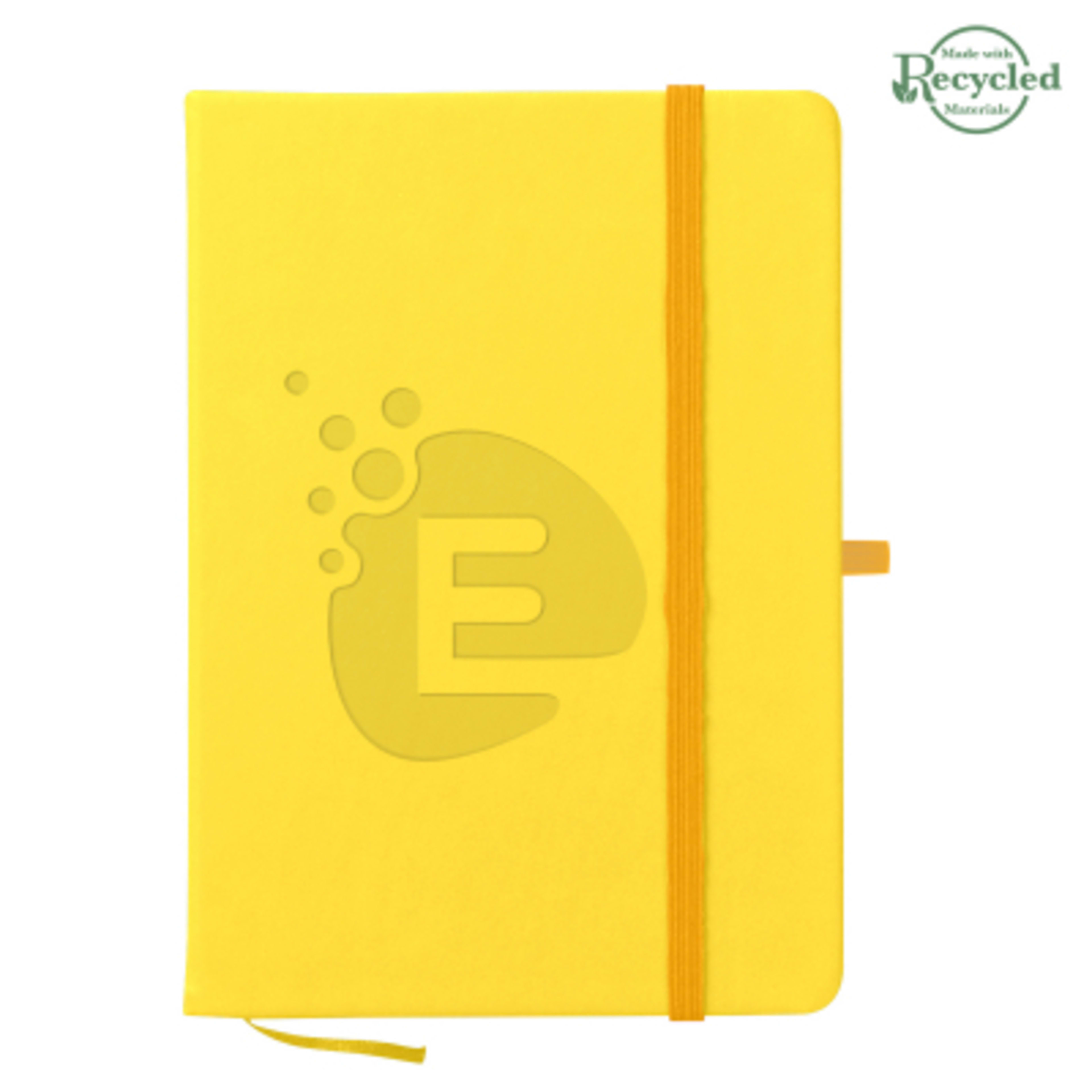 rPET Journal with Recycled Cover - 5 x 7 in - Yellow - Deboss - product view 14