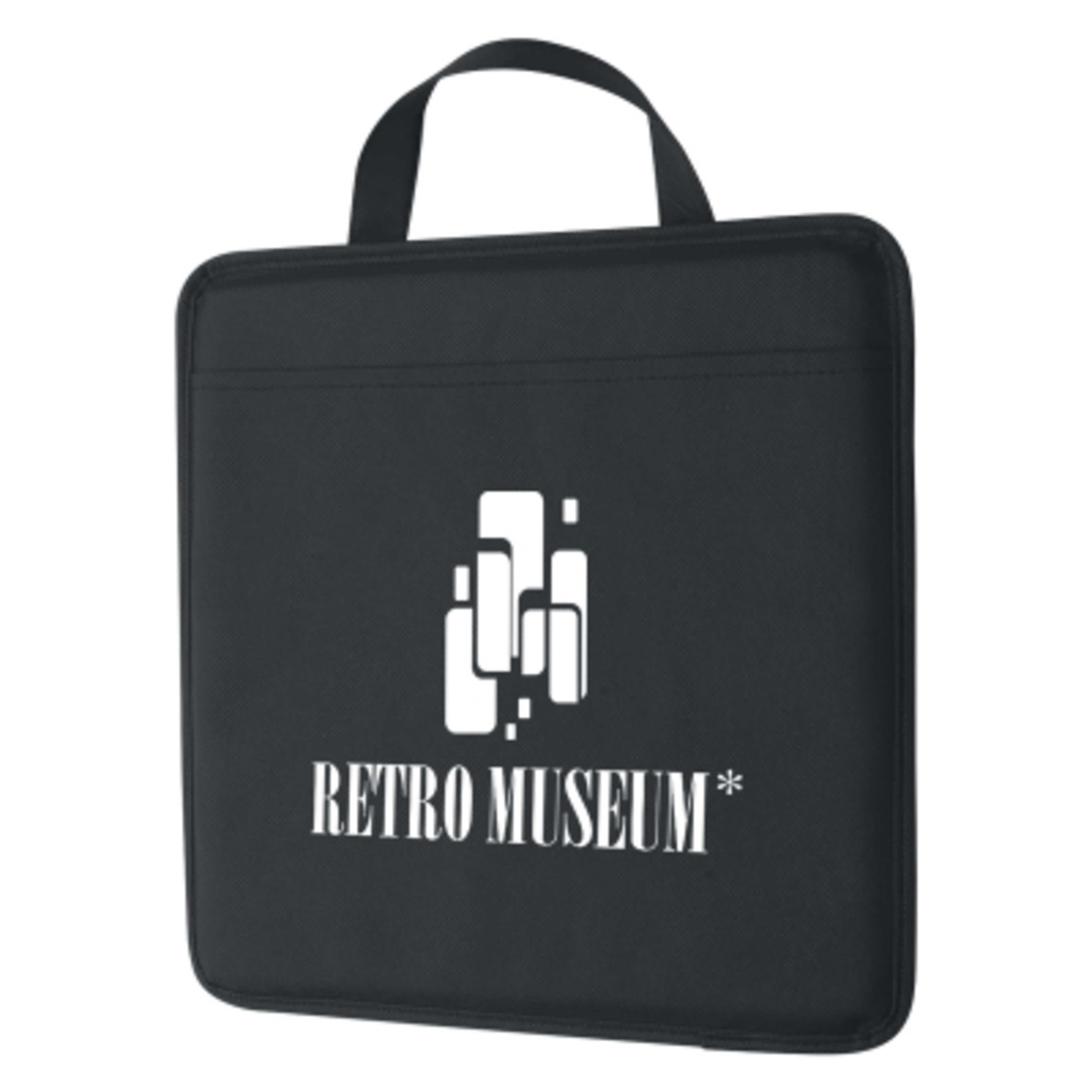 Non-Woven Stadium Cushion with Handle - 12.25 x 12.25 in - Black - Silkscreen - product view 1