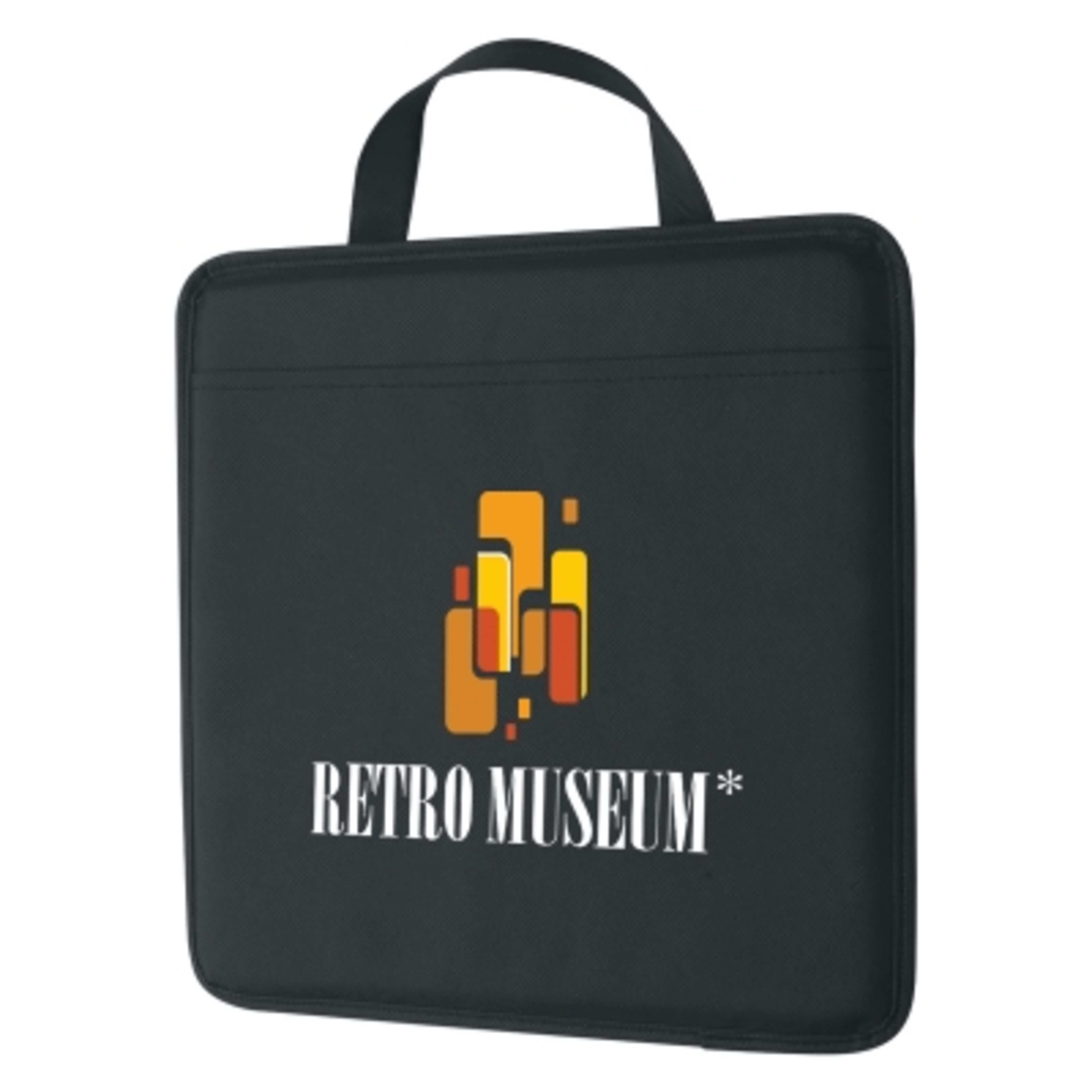 Non-Woven Stadium Cushion with Handle - 12.25 x 12.25 in - Black - Colorbrite - product view 2