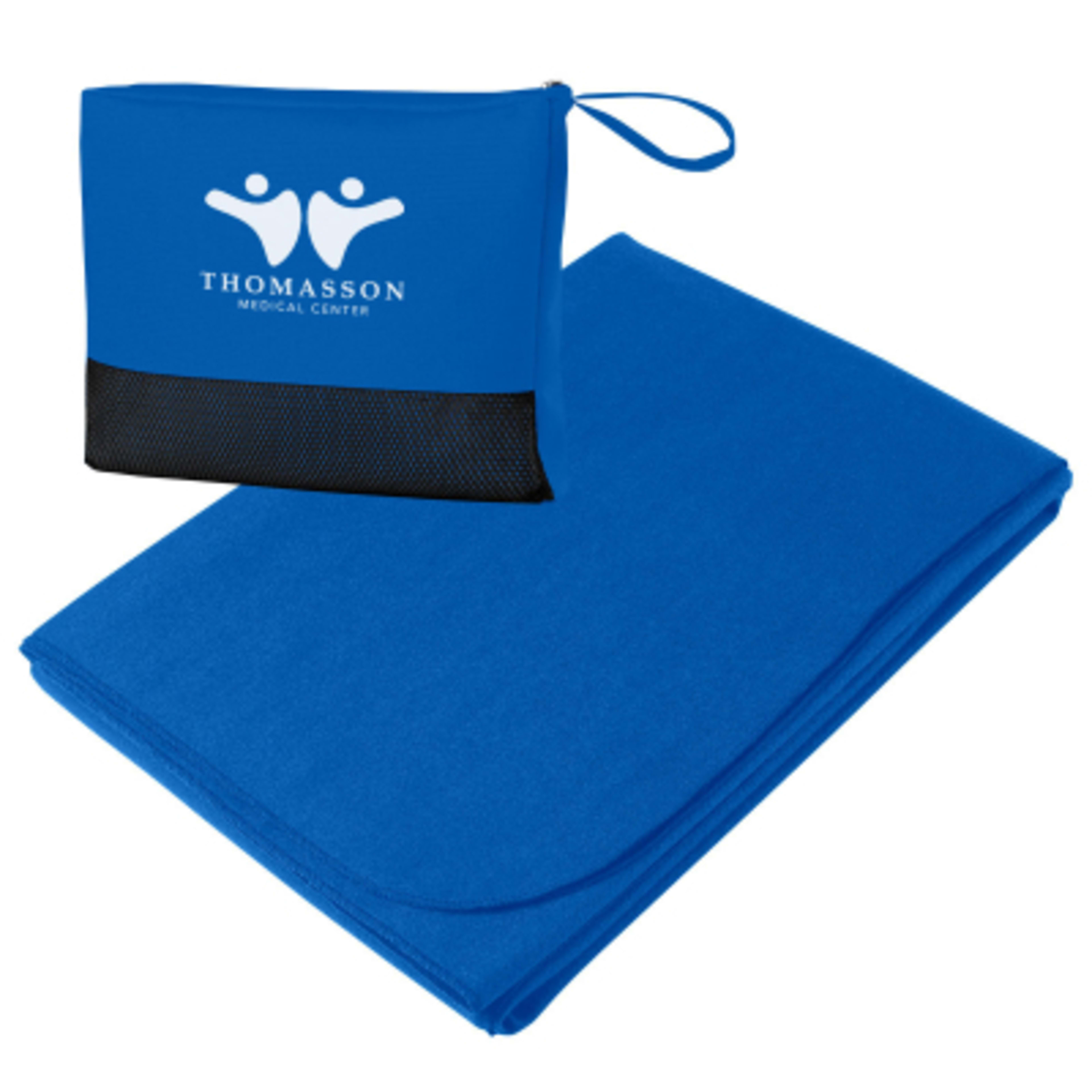 Travel Blanket with Zippered Mesh Bag - 43 x 60 in - Royal - Silkscreen - product view 1