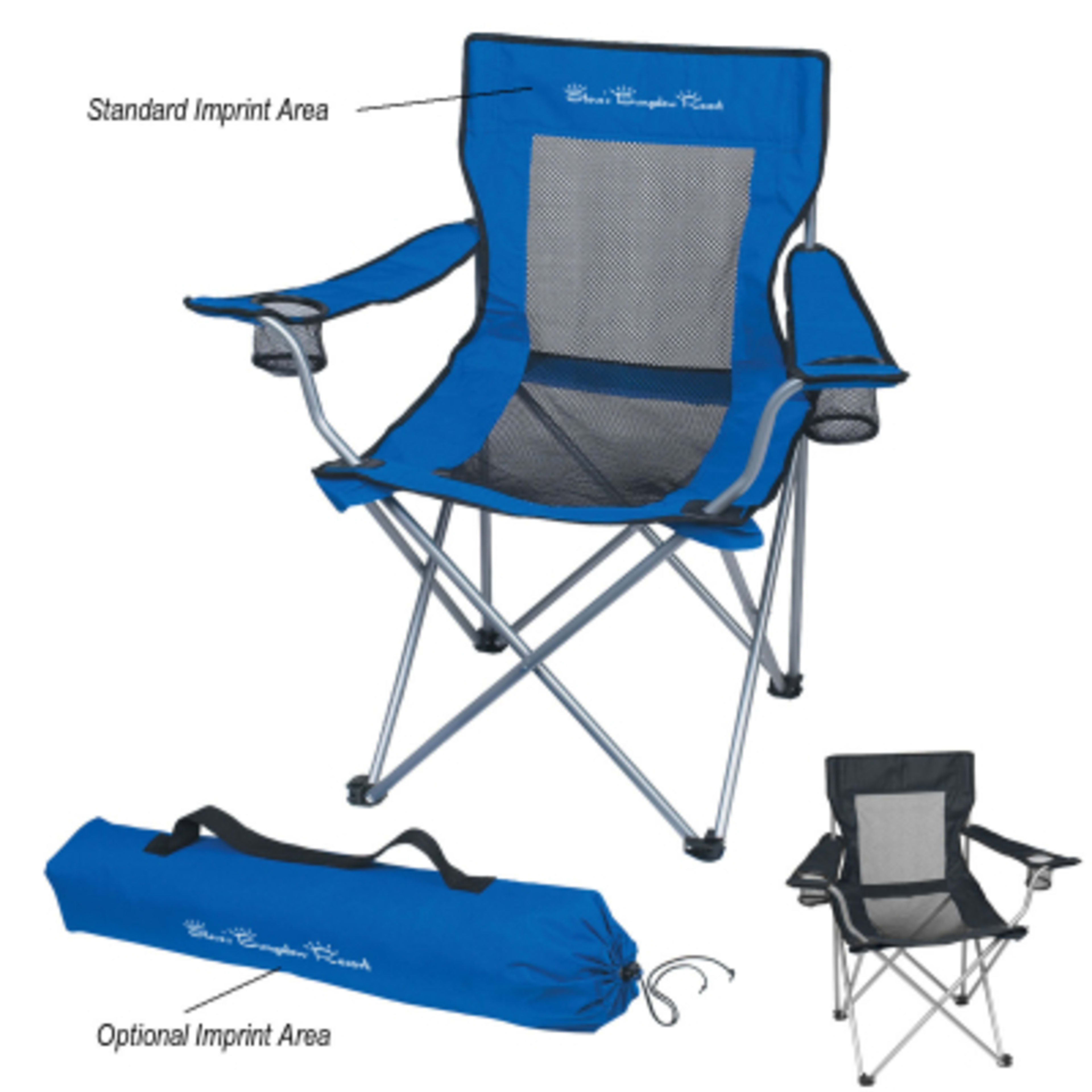 Mesh Folding Chair with Cup Holders and Carrying Bag - 32 x 34 x 20 in - Group Shot - product view 2