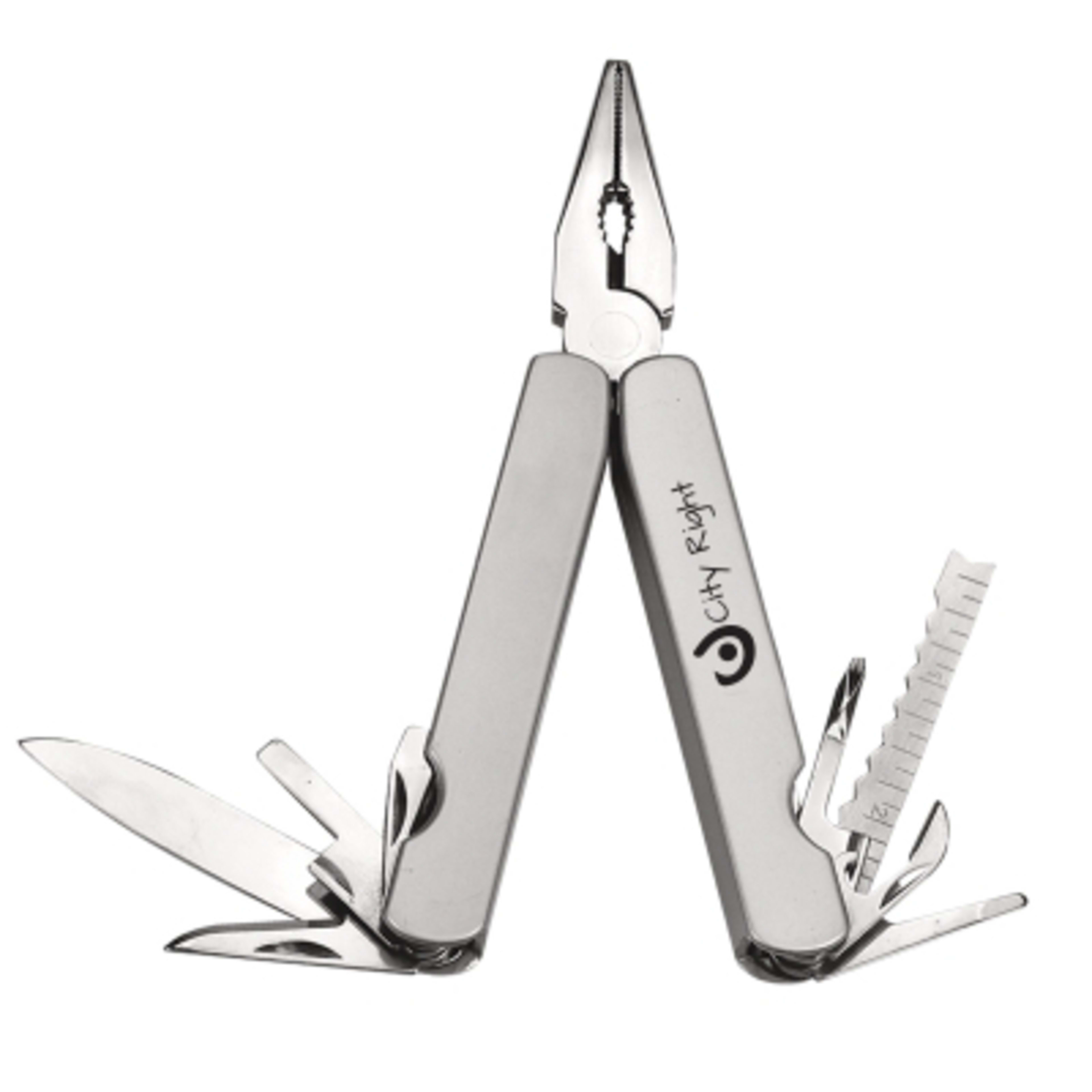 Multi-Function Tool with Case 11-in-1 Pliers Set - 4 in - Silver - Padprint - promotional product with custom logo