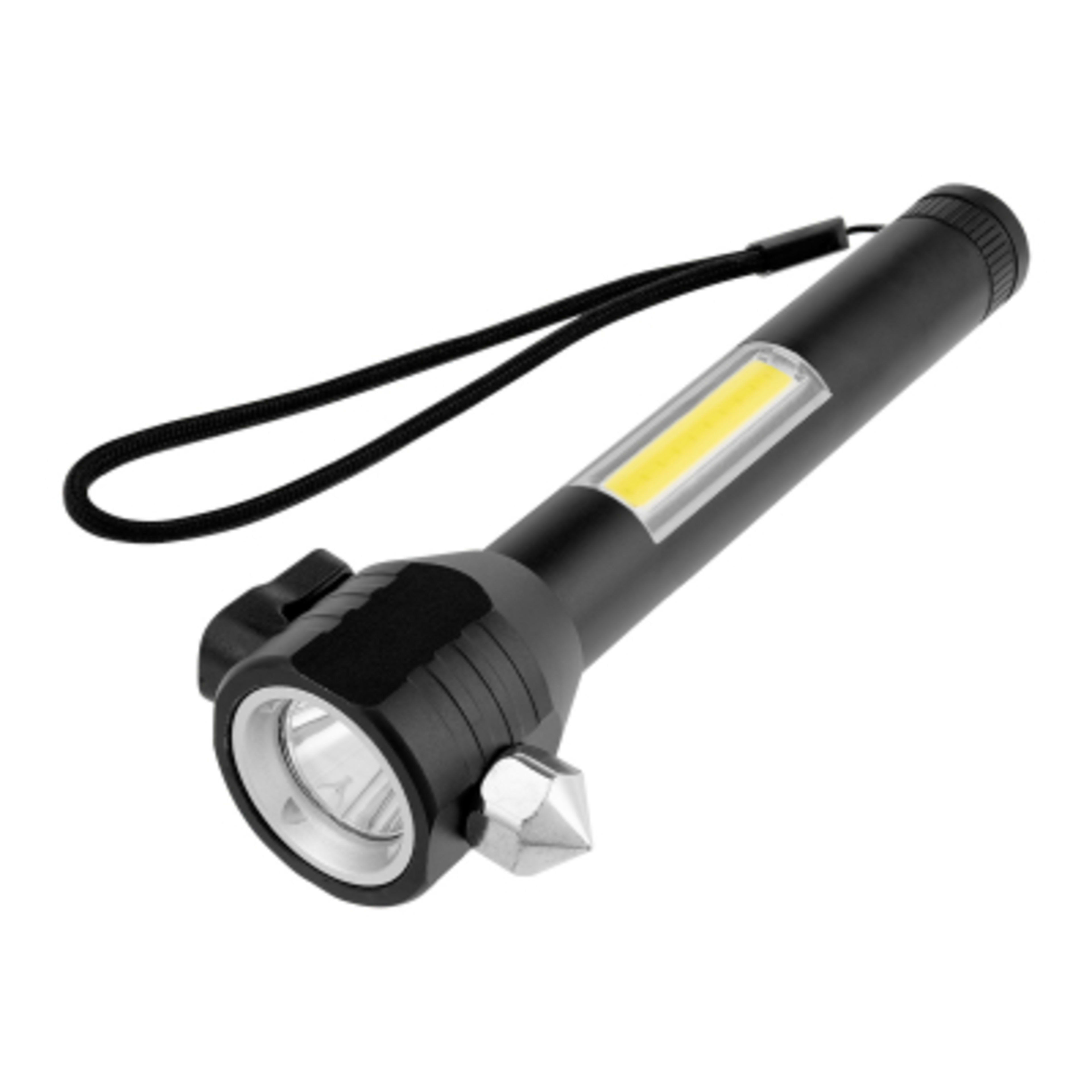 Rechargeable COB Safety Tool with Glass Breaker - 5 in - Black - Angle - product view 2