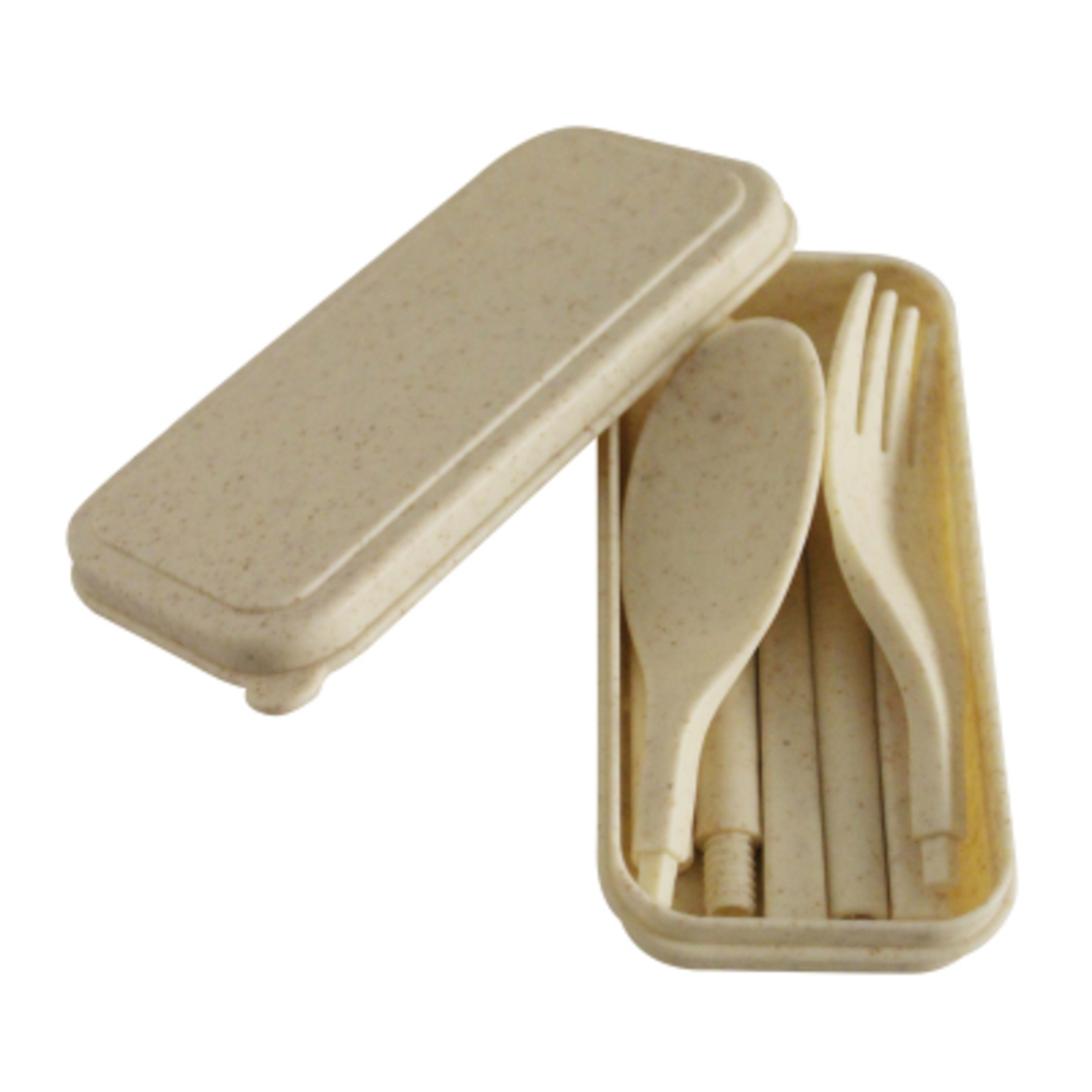 Plant-Based Cutlery Set with Case - 4.5 in - NAT - Open - product view 4