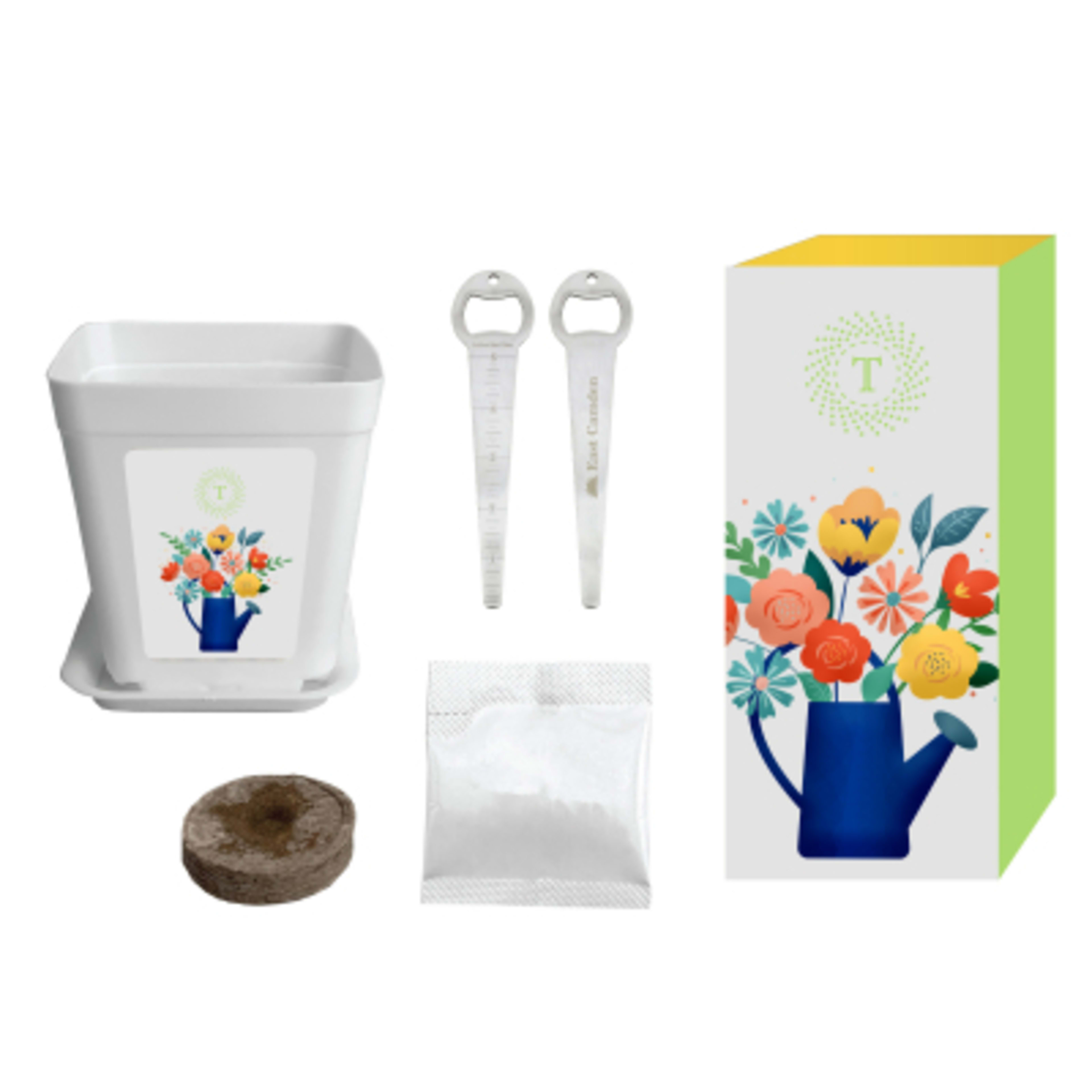 Planter Kit with Seed Depth Tool Complete Growing Set - White - Printed - product view 2