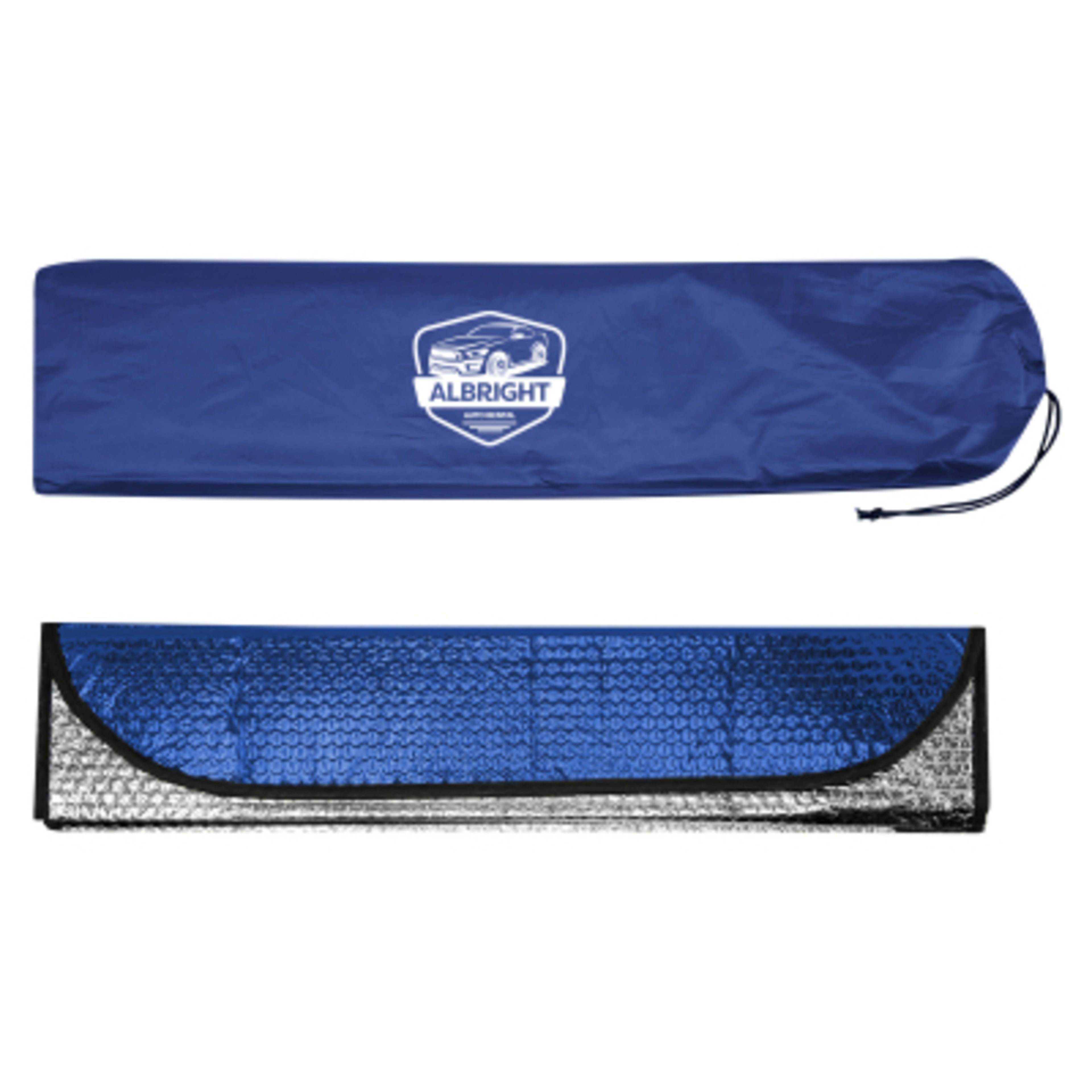 Auto Sun Shade Accordion Foldable with Pouch - 51 x 23.5 in - Blue - Silkscreen - product view 1