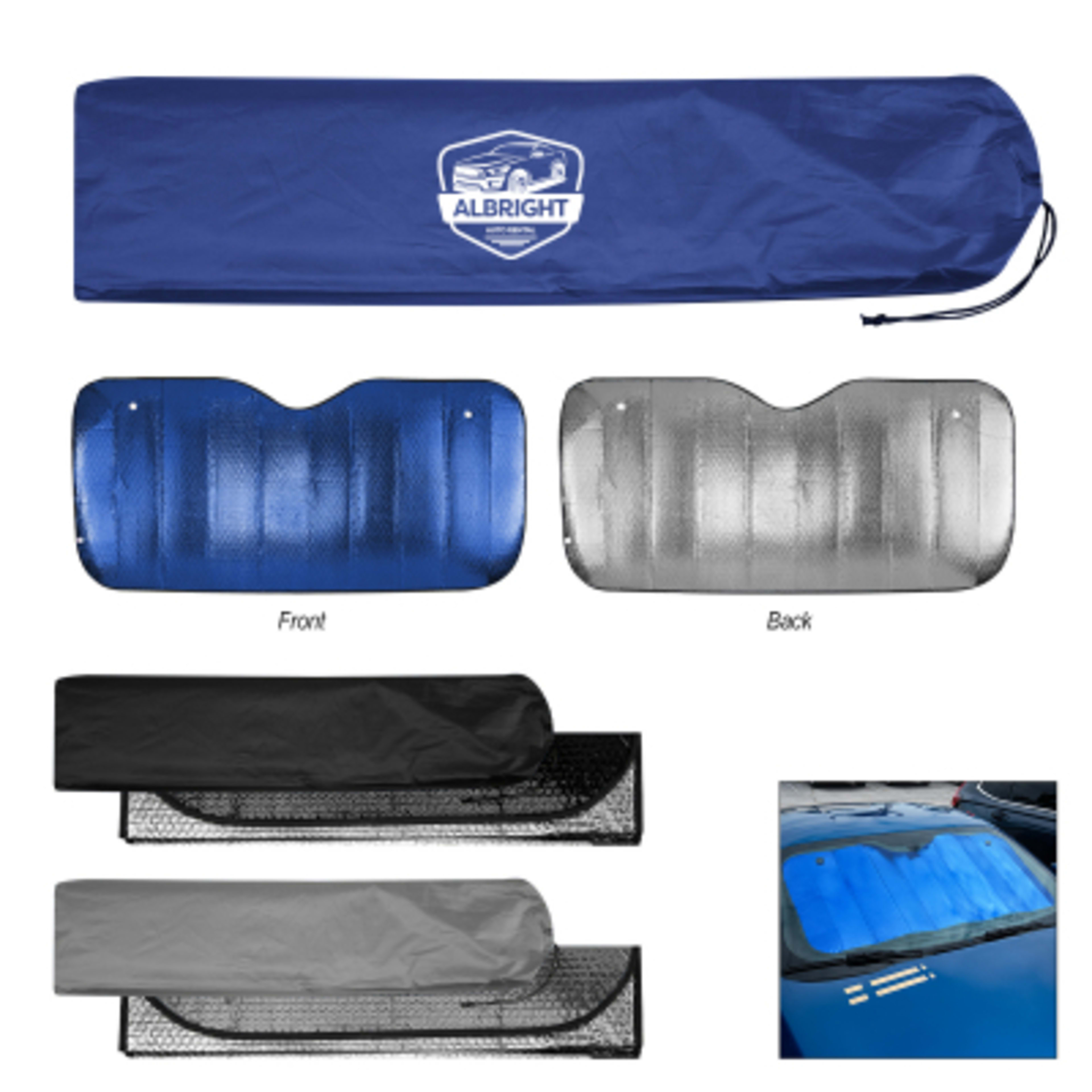 Auto Sun Shade Accordion Foldable with Pouch - 51 x 23.5 in - Group Shot - product view 2