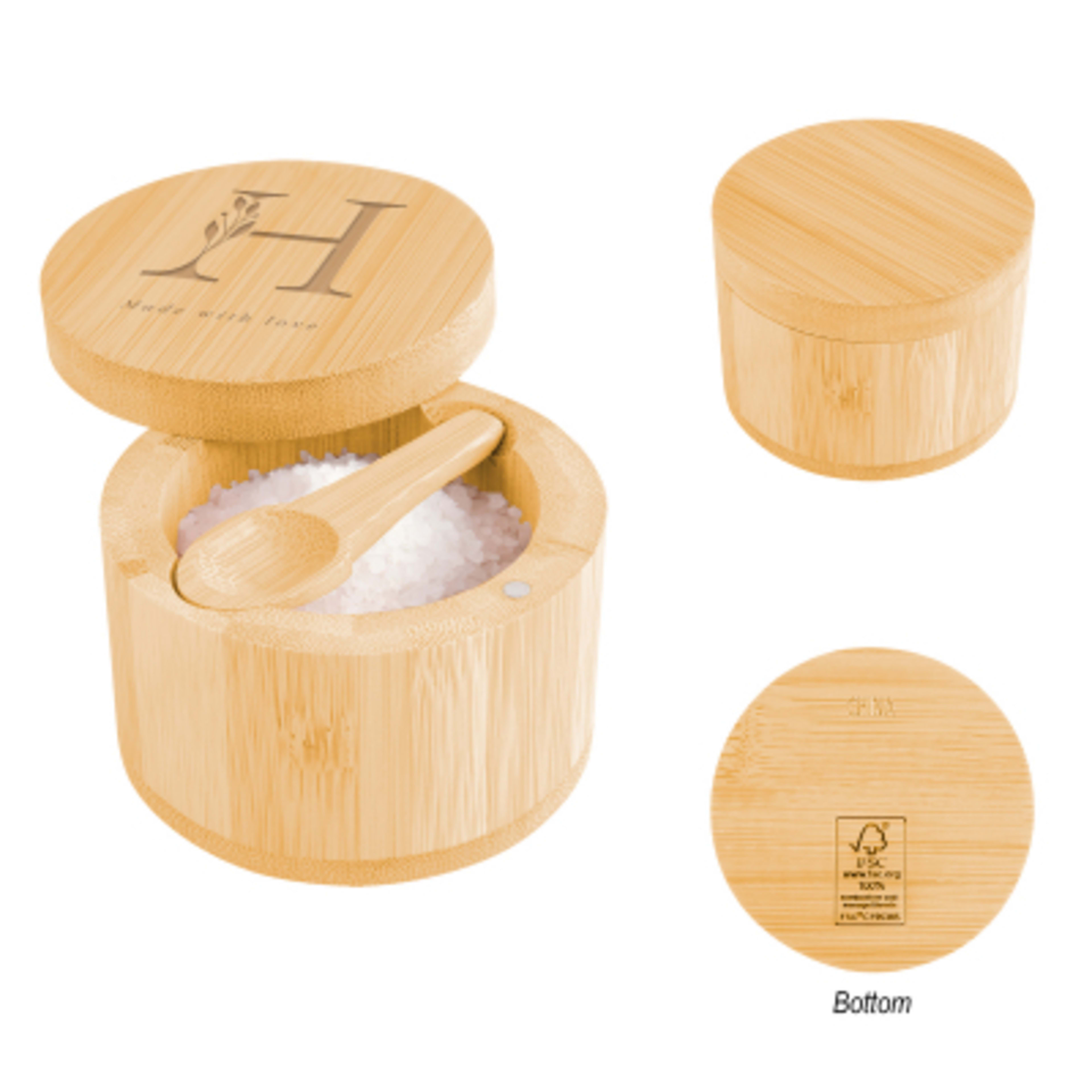 Bamboo Salt Cellar with Magnetic Lid - 2.75 in - Group Shot - product view 4