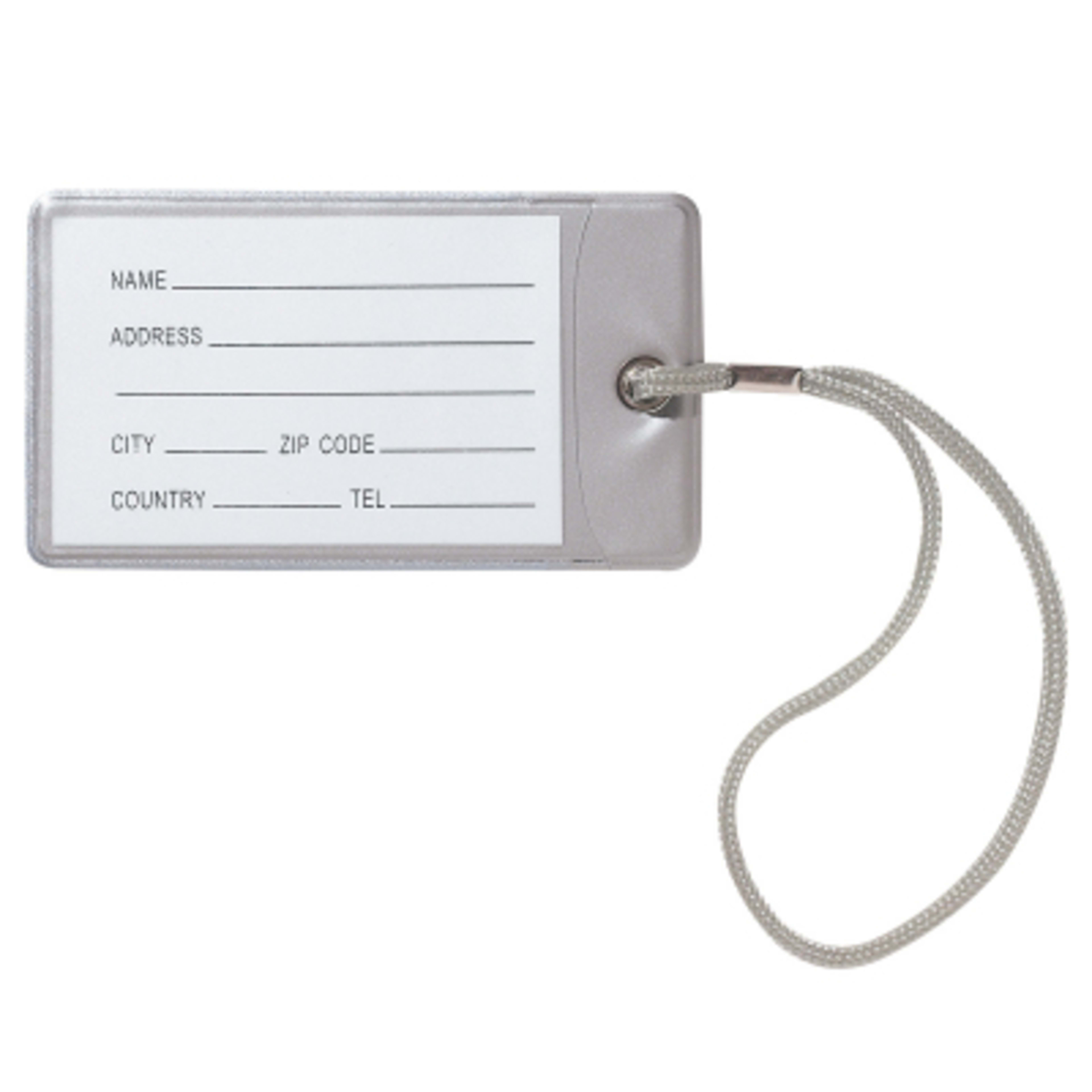 Luggage Tag Vinyl with Nylon Strap - 4.5 x 2.5 in - Silver/Royal - Front - product view 2