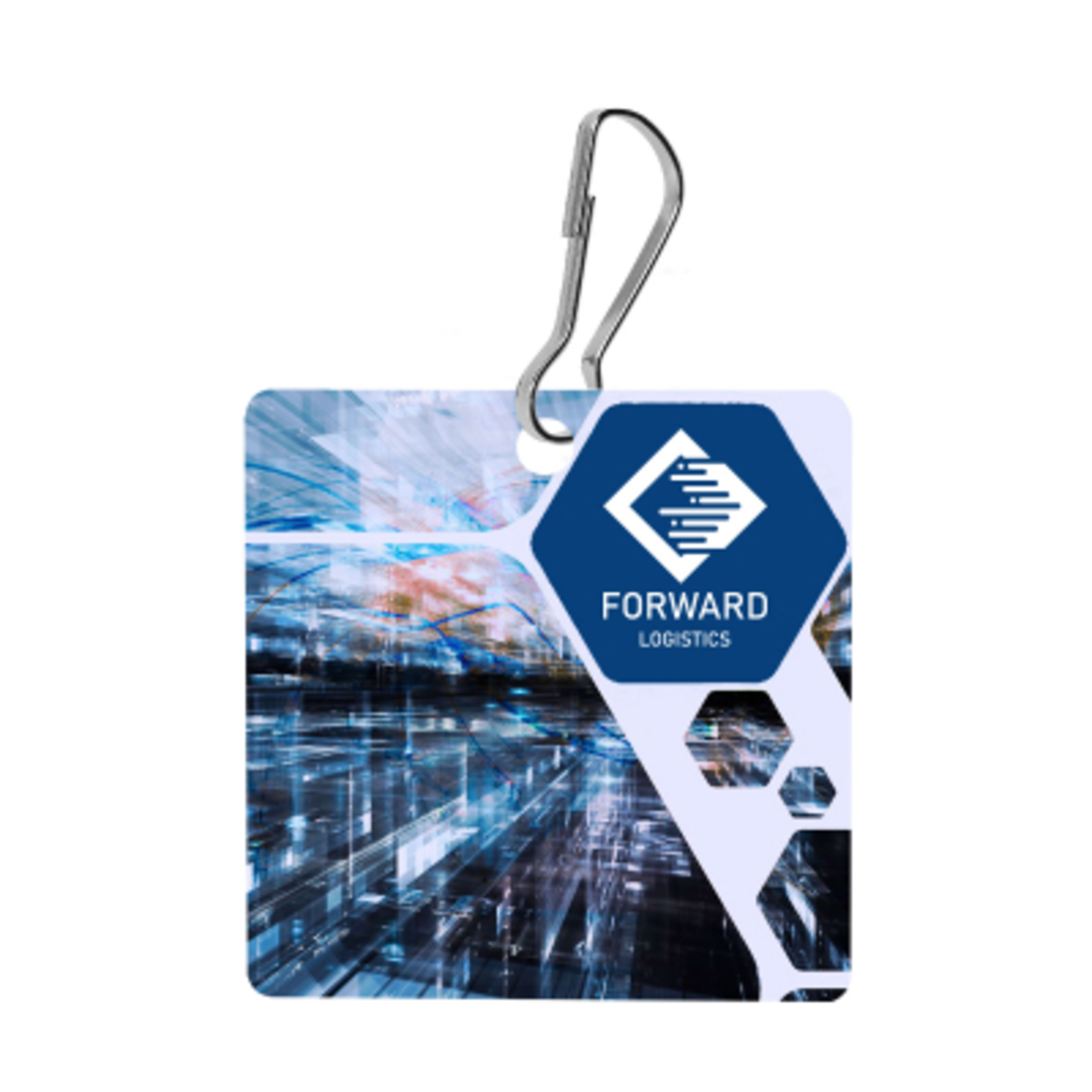 Zipper Pull Acrylic Square with J-Hook - 2 x 2 in - White - 4CP - product view 1