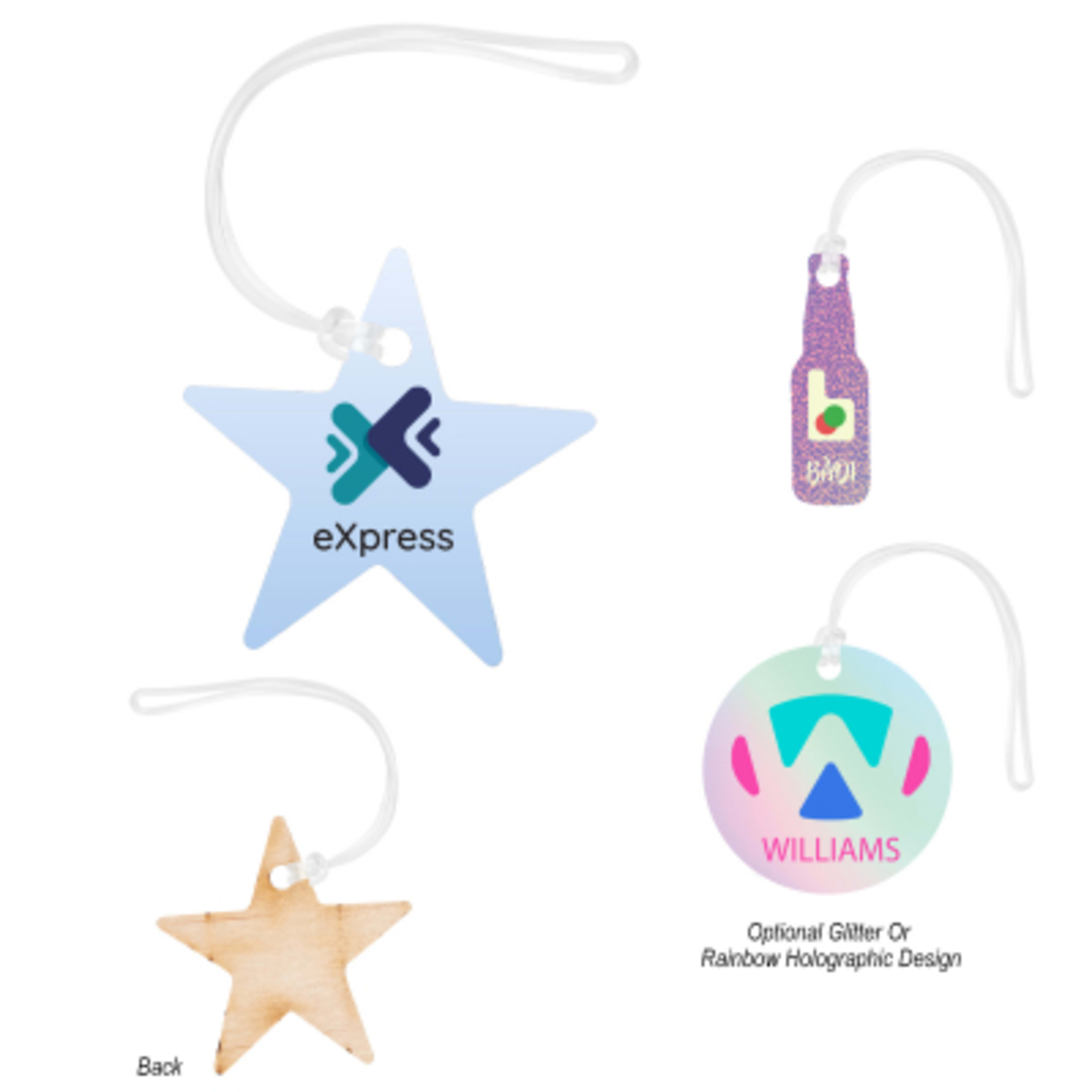 Luggage Tag Wood Full Color with PVC Strap - 5 x 1 in - Group Shot - product view 1