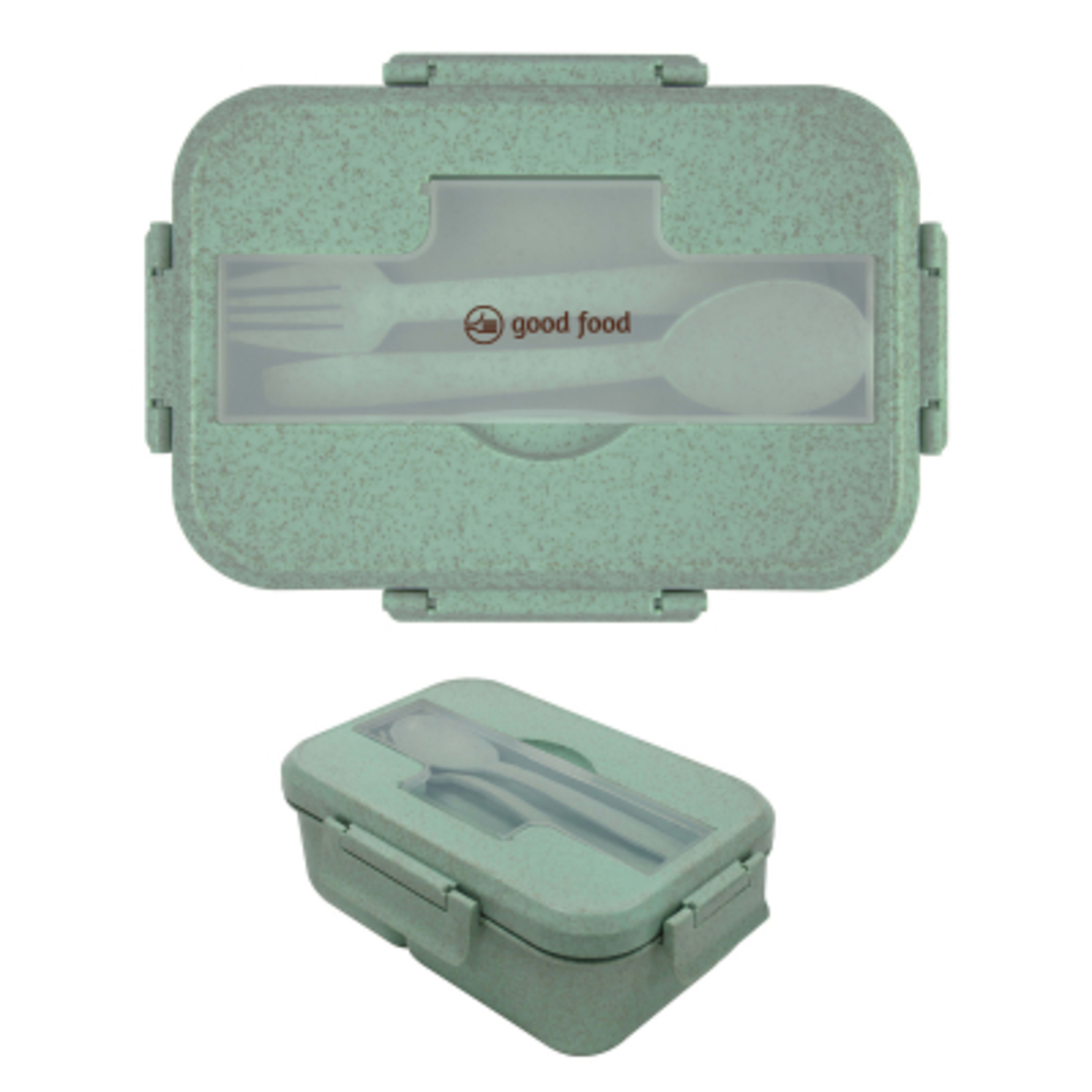 Bento Box with Plant-Based Finish - 8.5 x 5.75 x 3 in - MNT/Green - Silkscreen - product view 1