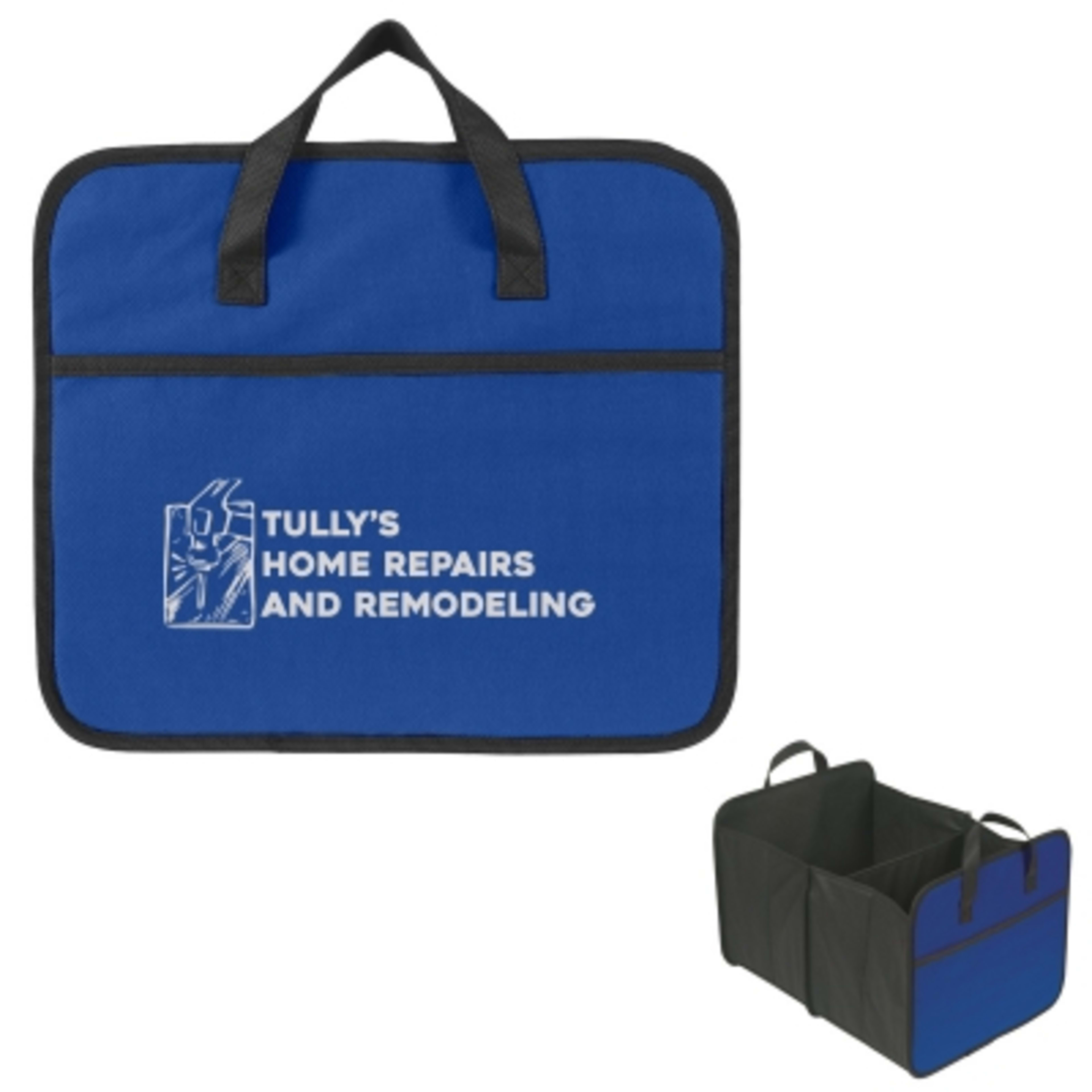 Non-Woven Trunk Organizer Foldable - 14.25 x 12.5 x 18 in - Royal - Silkscreen - product view 1