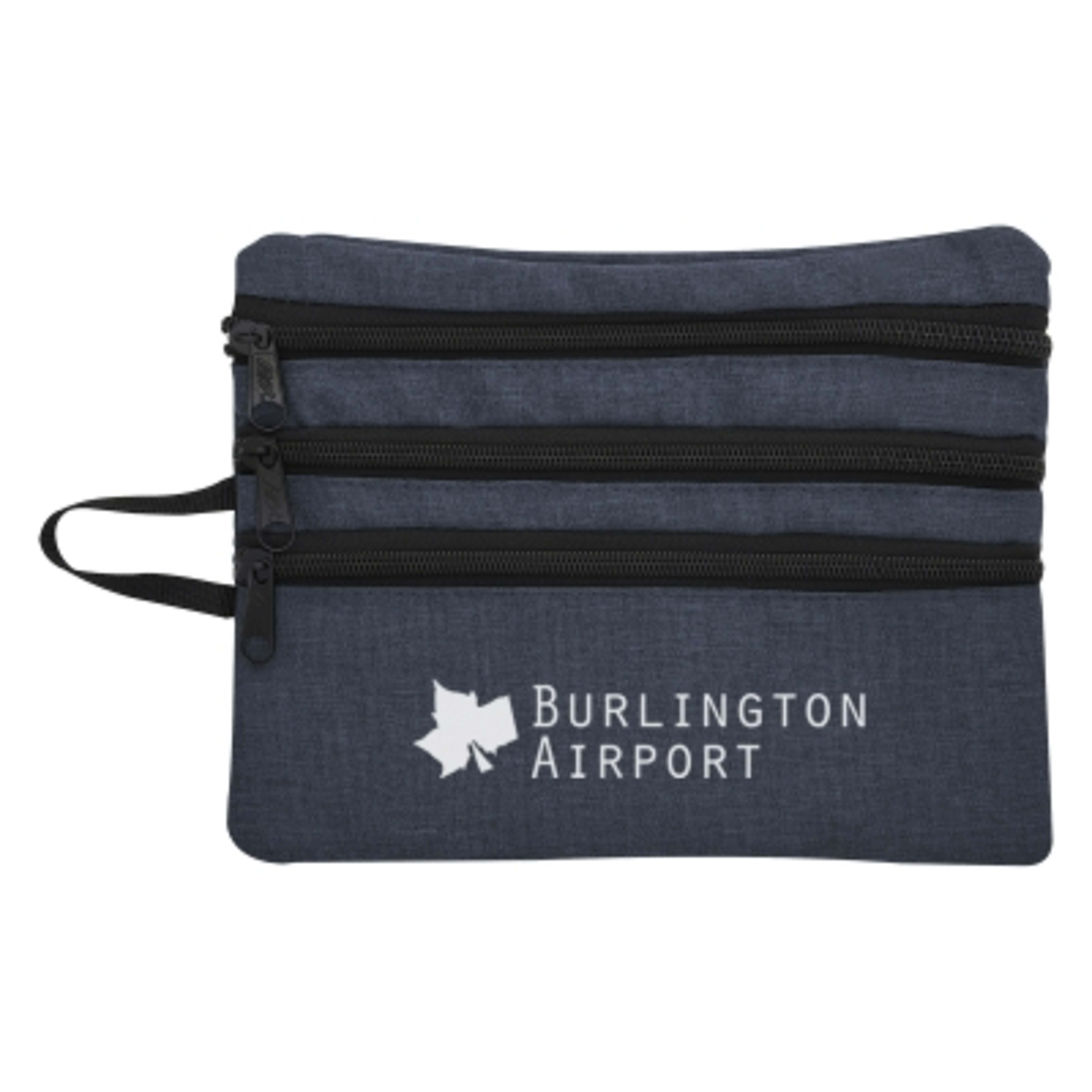 Heathered Tech Accessory Travel Bag - 9 x 7 in - Navy - Silkscreen - product view 2