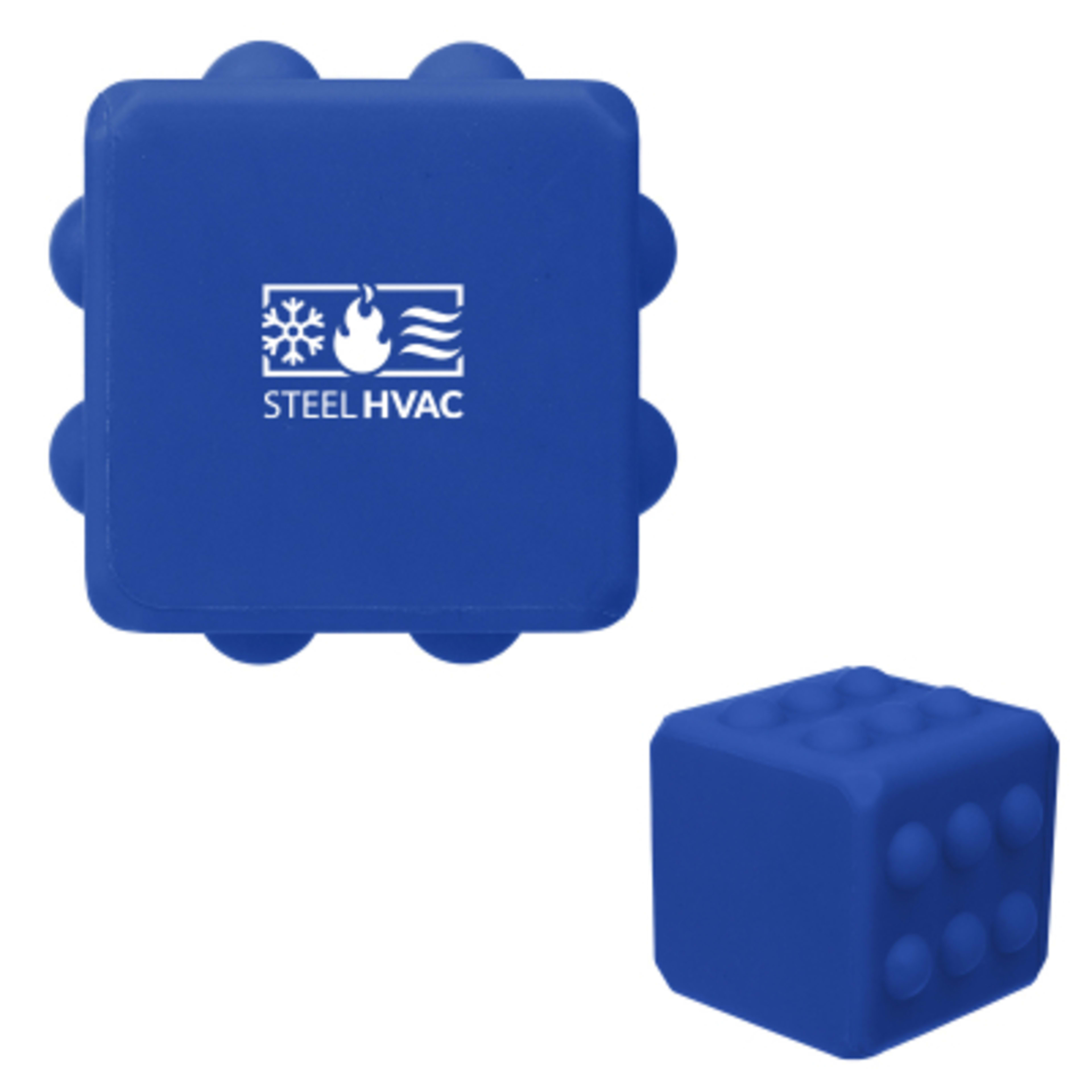 Push Pop Cube Fidget Toy Silicone - 2 x 2 x 2 in - Blue - Silkscreen - product view 1