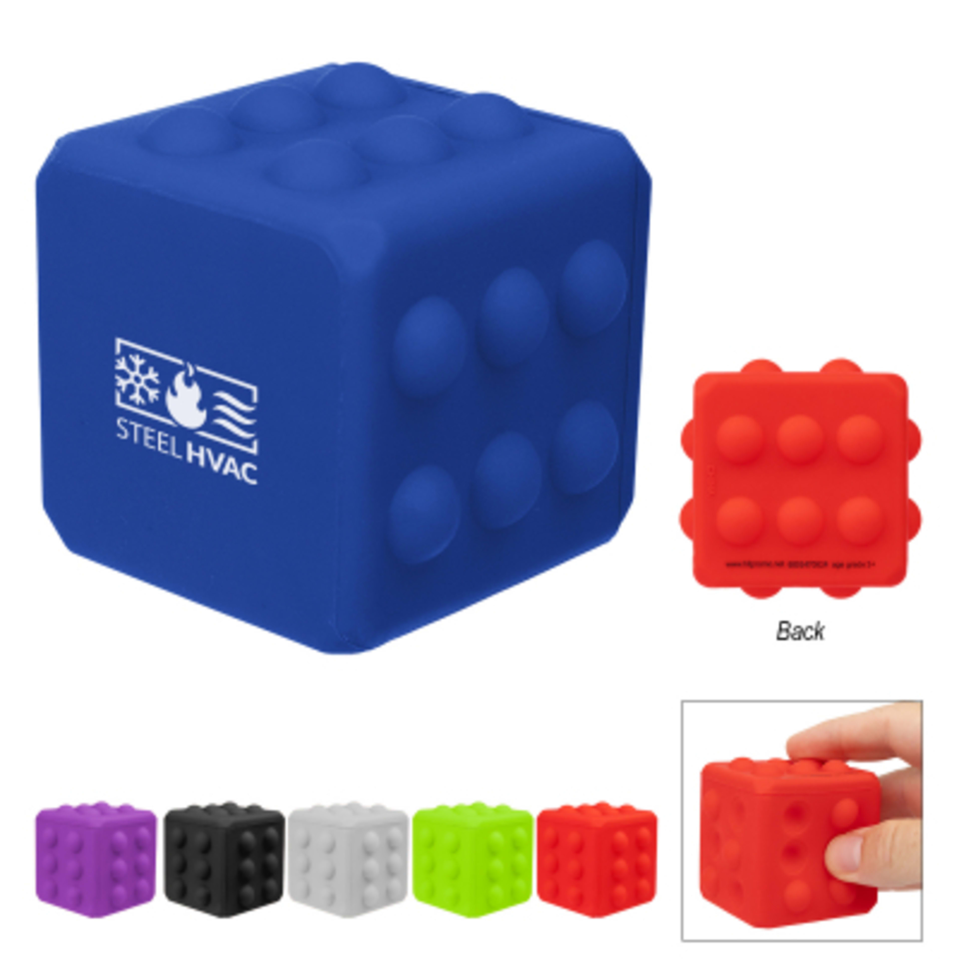 Push Pop Cube Fidget Toy Silicone - 2 x 2 x 2 in - Group Shot - product view 2